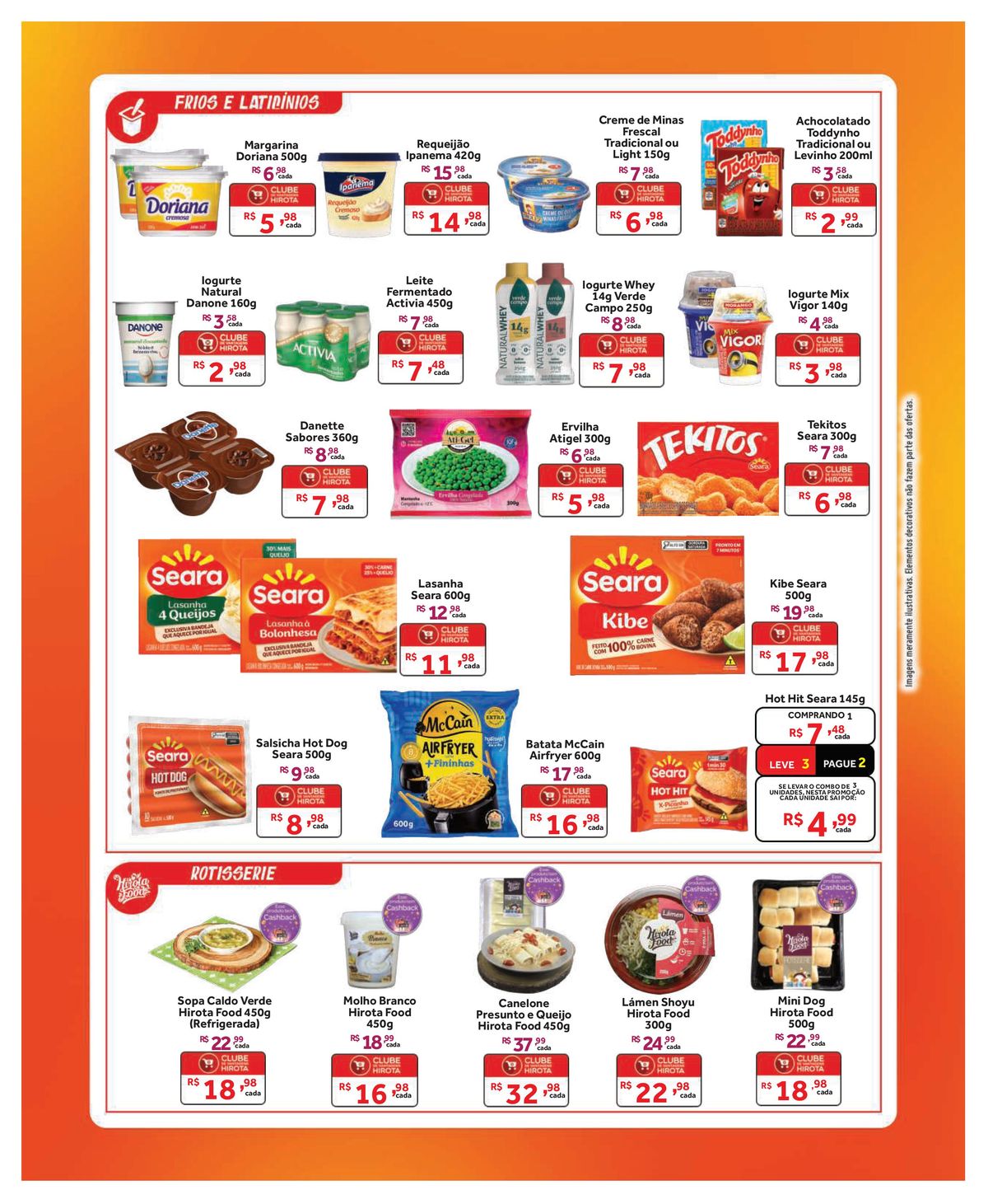 Ofertas de laticínios e frios no Hirota Food Supermercado