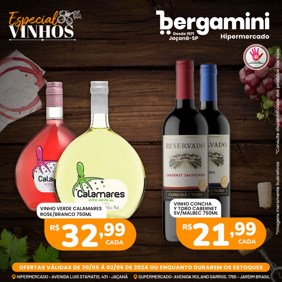 Vinhos Cabernet Sauvignon e Vinho Verde Calamares em promoção!