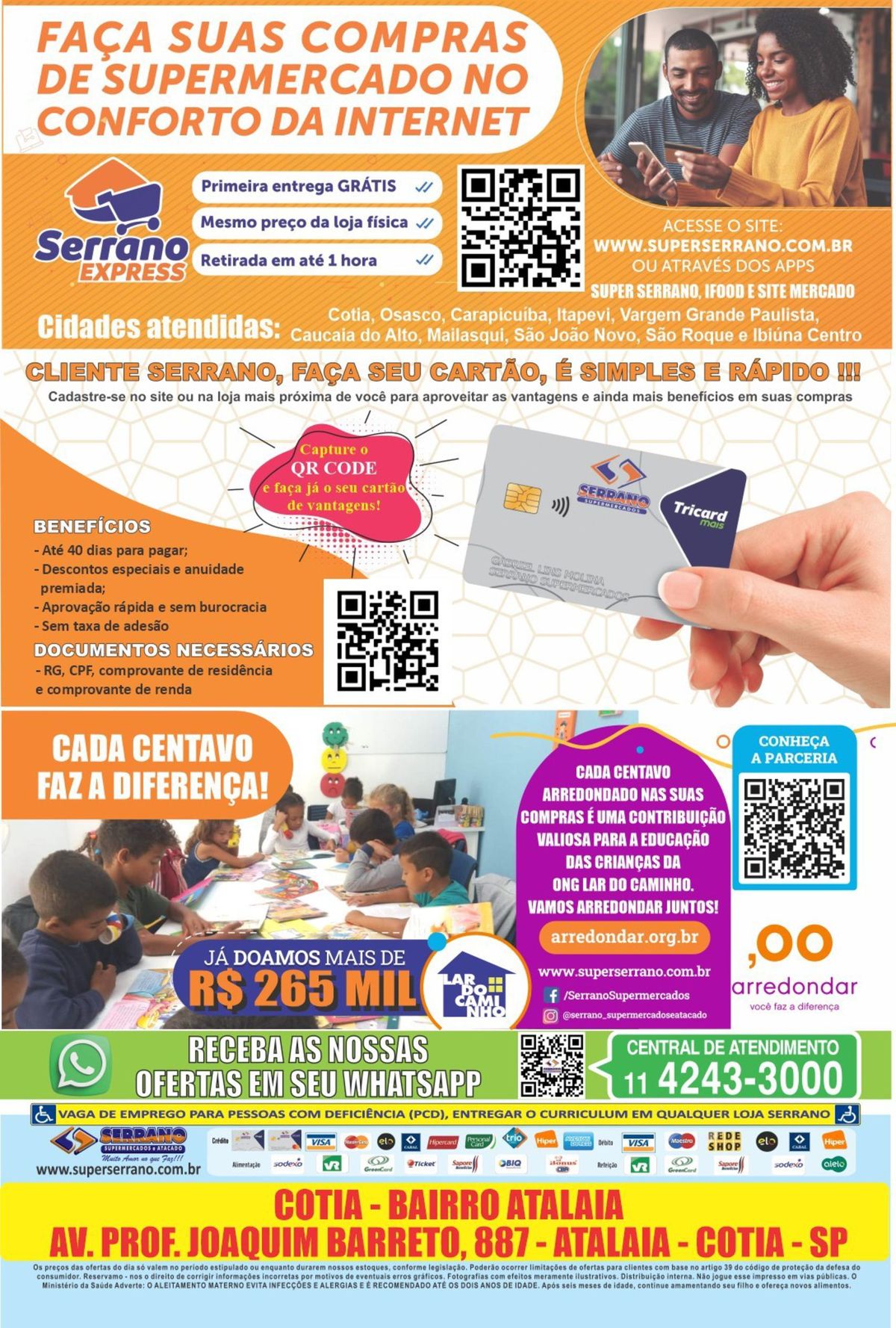 Benefícios do cartão de cliente Serrano Supermercado