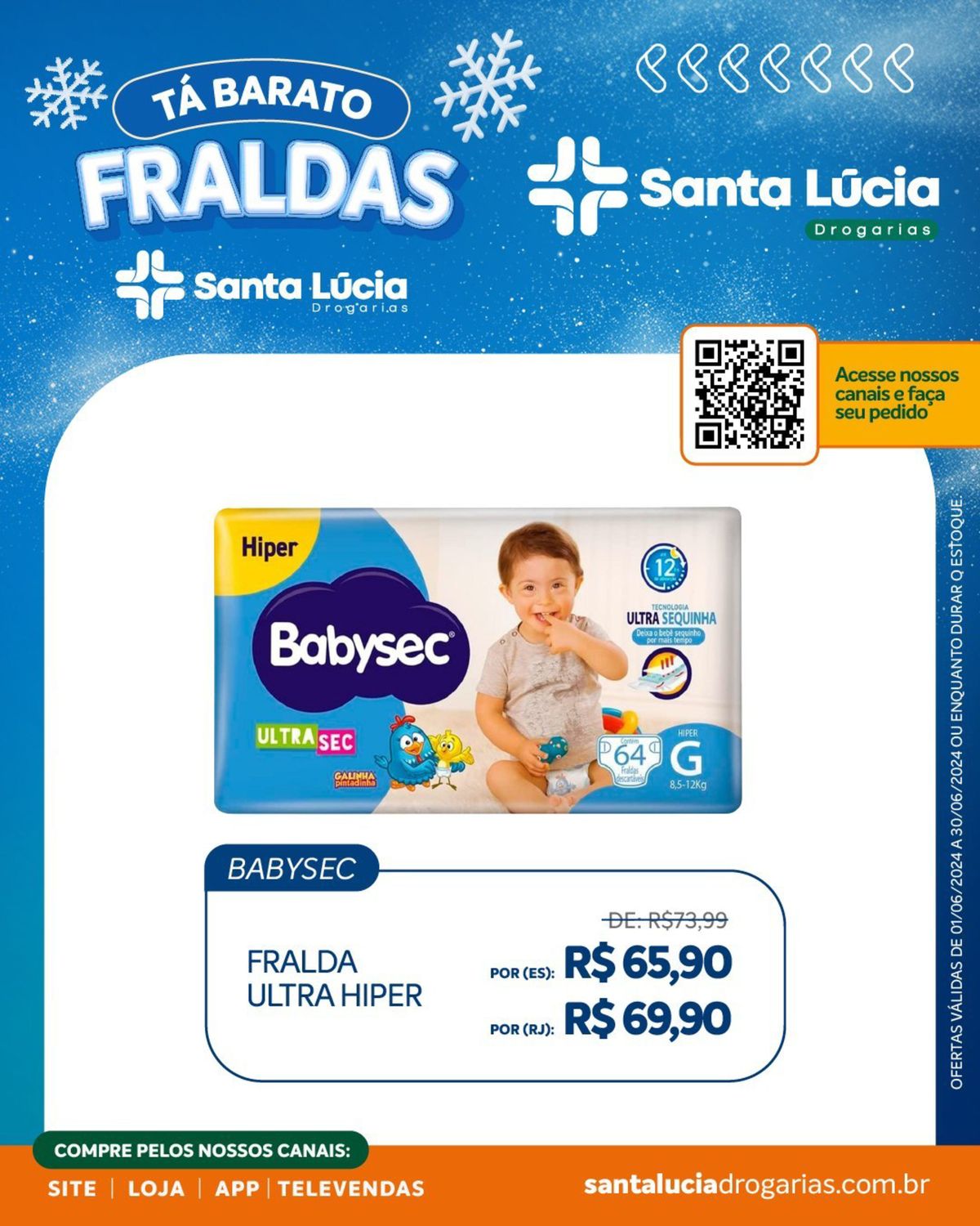 Fraldas BABYSEC em promoção na Farmácia Santa Lúcia!