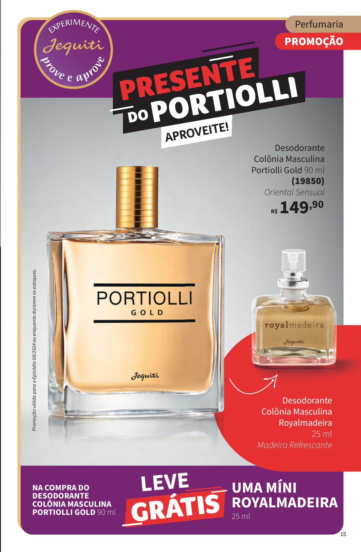Promoção Desodorante Colônia Masculina Portiolli Gold 90ml