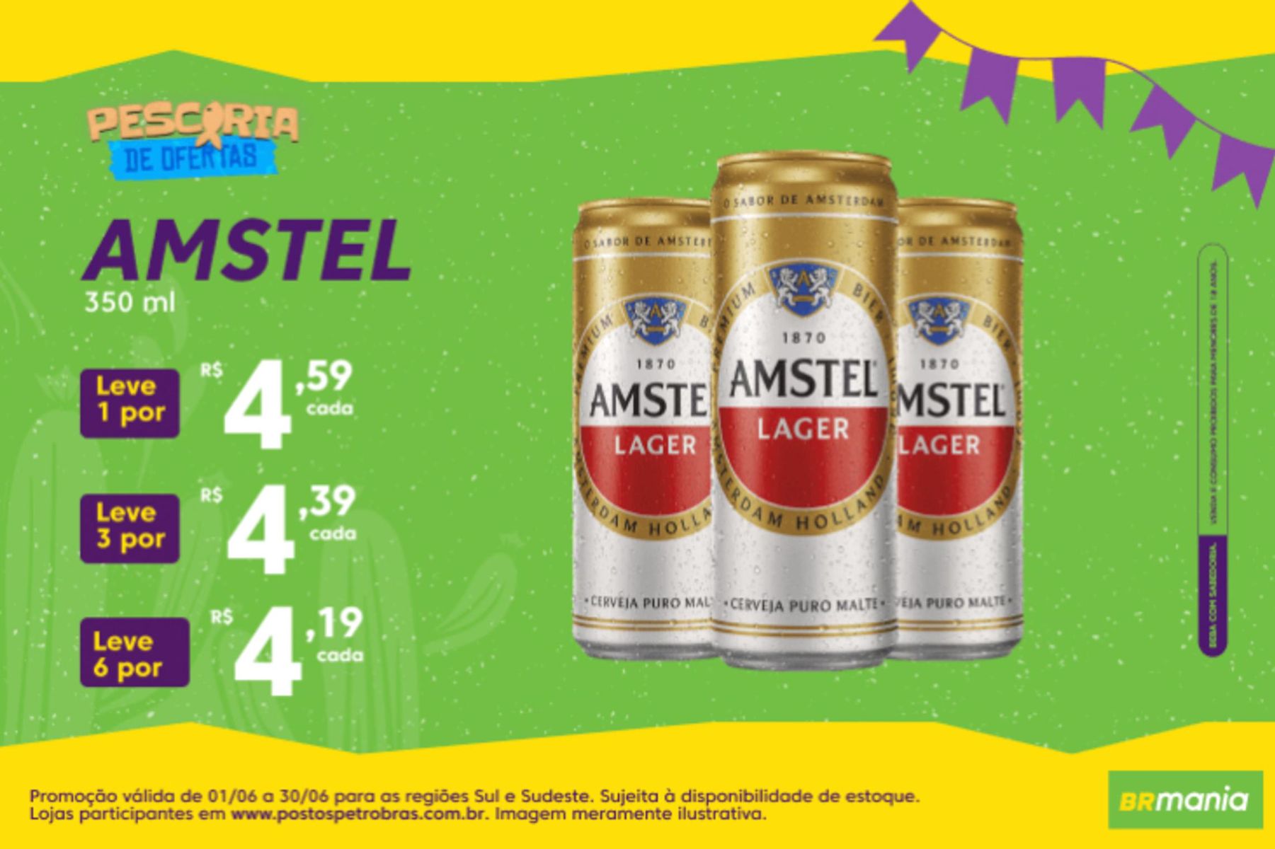 Amstel: Leve 3 por R$ 13