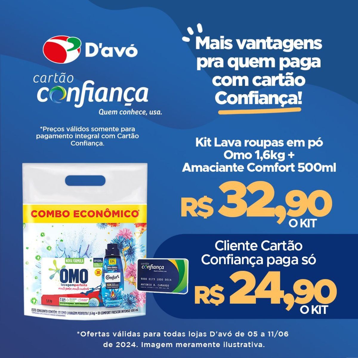 Kit Lava roupas Omo + Amaciante Comfort por preço especial