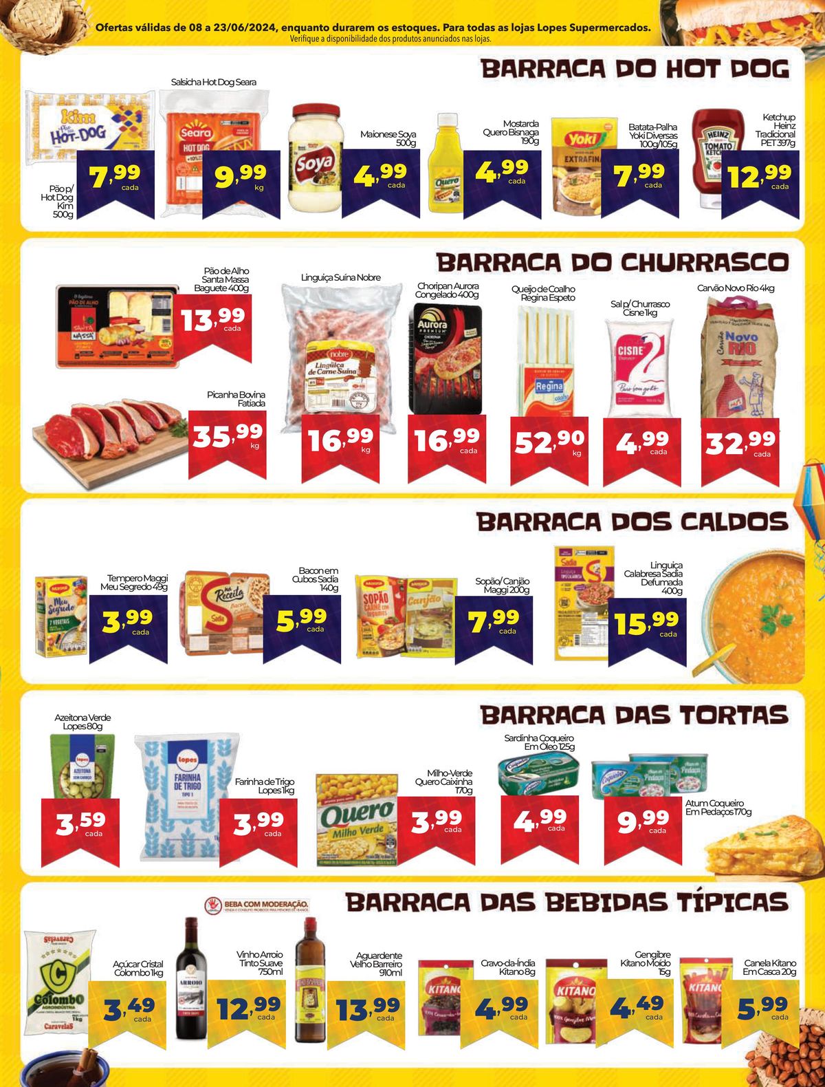 Promoção de Barraca do Hot Dog e Barraca das Bebidas Típicas