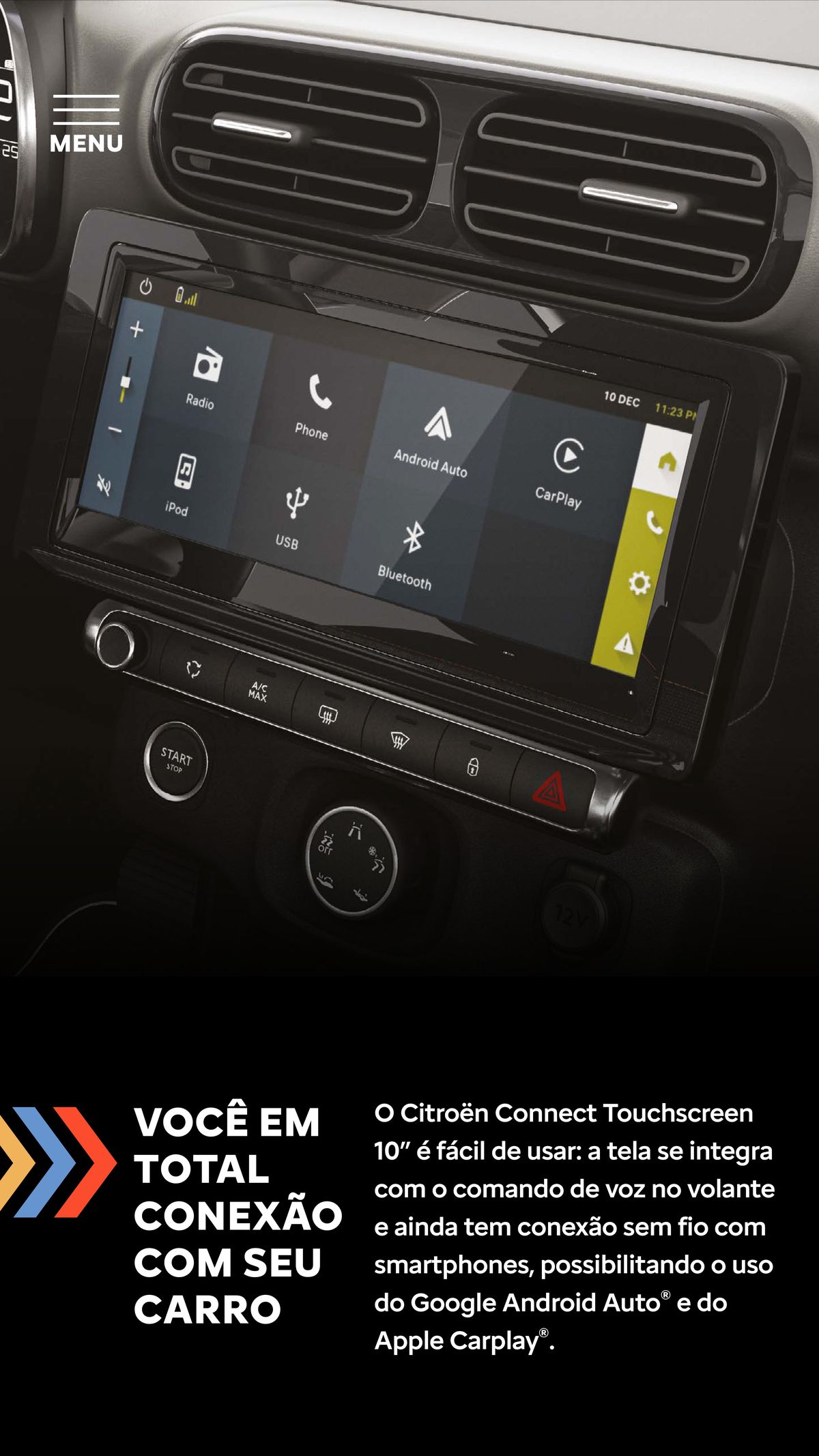 Citroën Connect Touchscreen 10” - Conecte-se ao seu carro