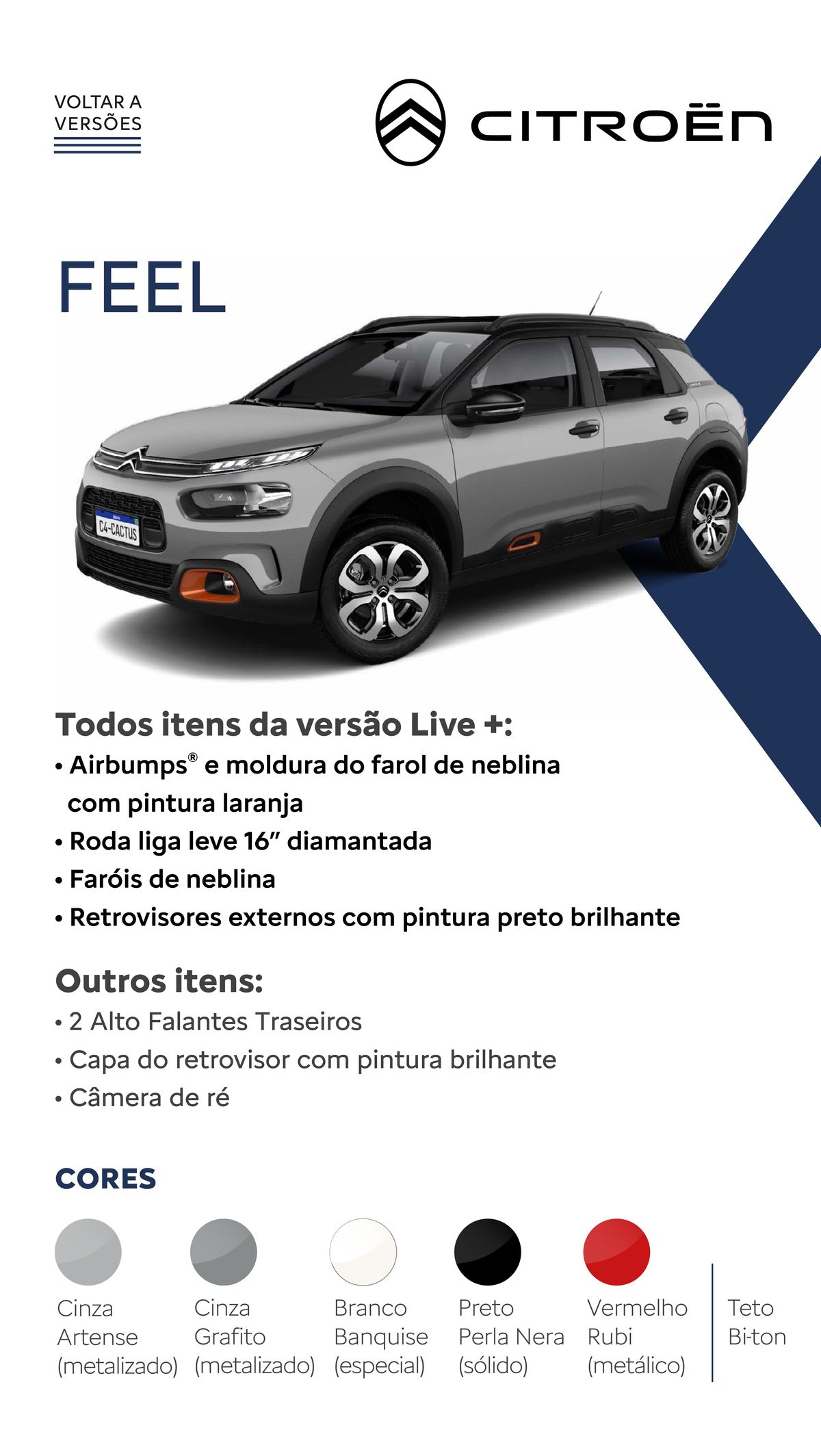 Detalhes da Versão Live + do Citroën