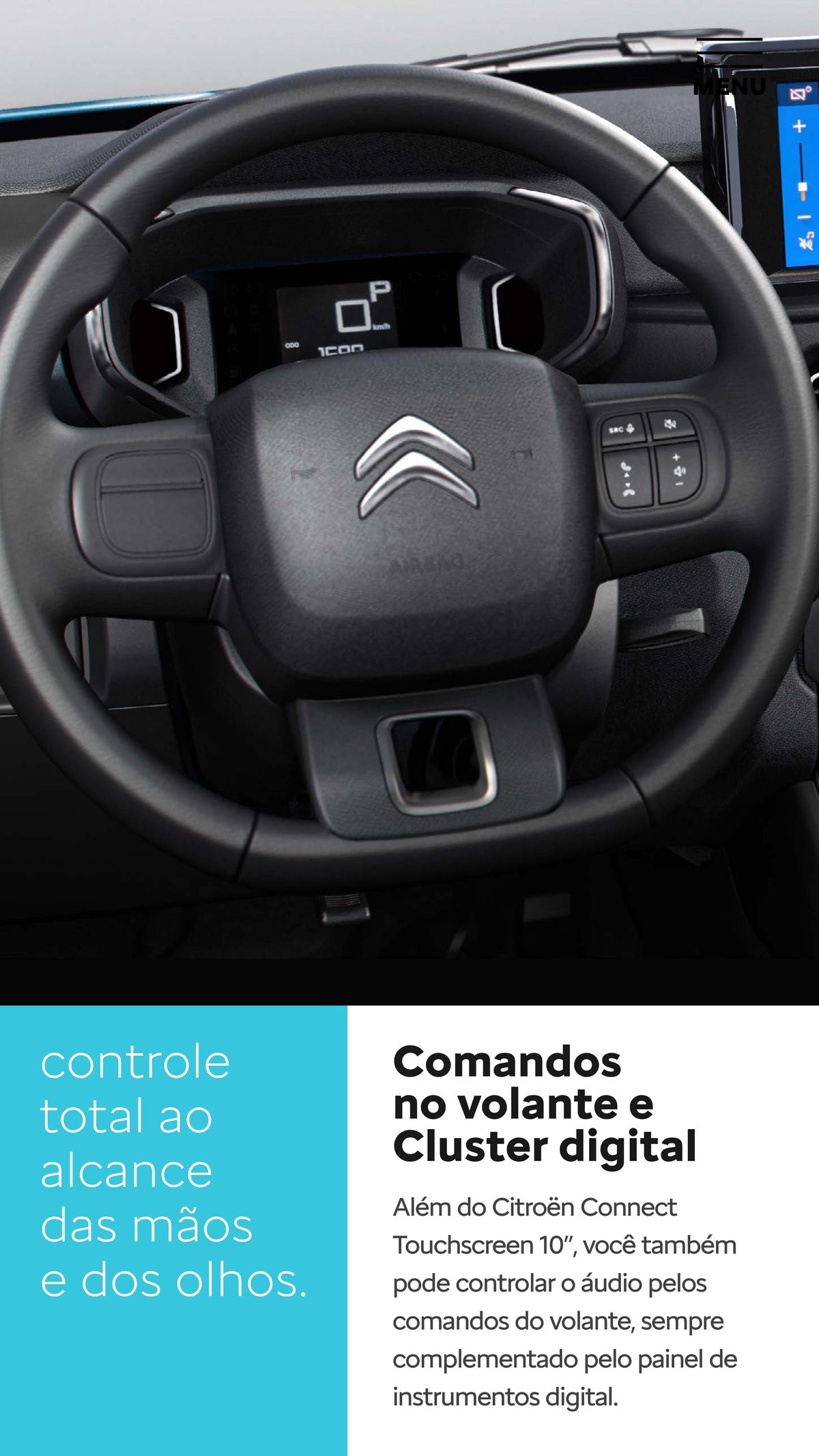 Controle das mãos e dos olhos: Comandos no volante e Cluster digital