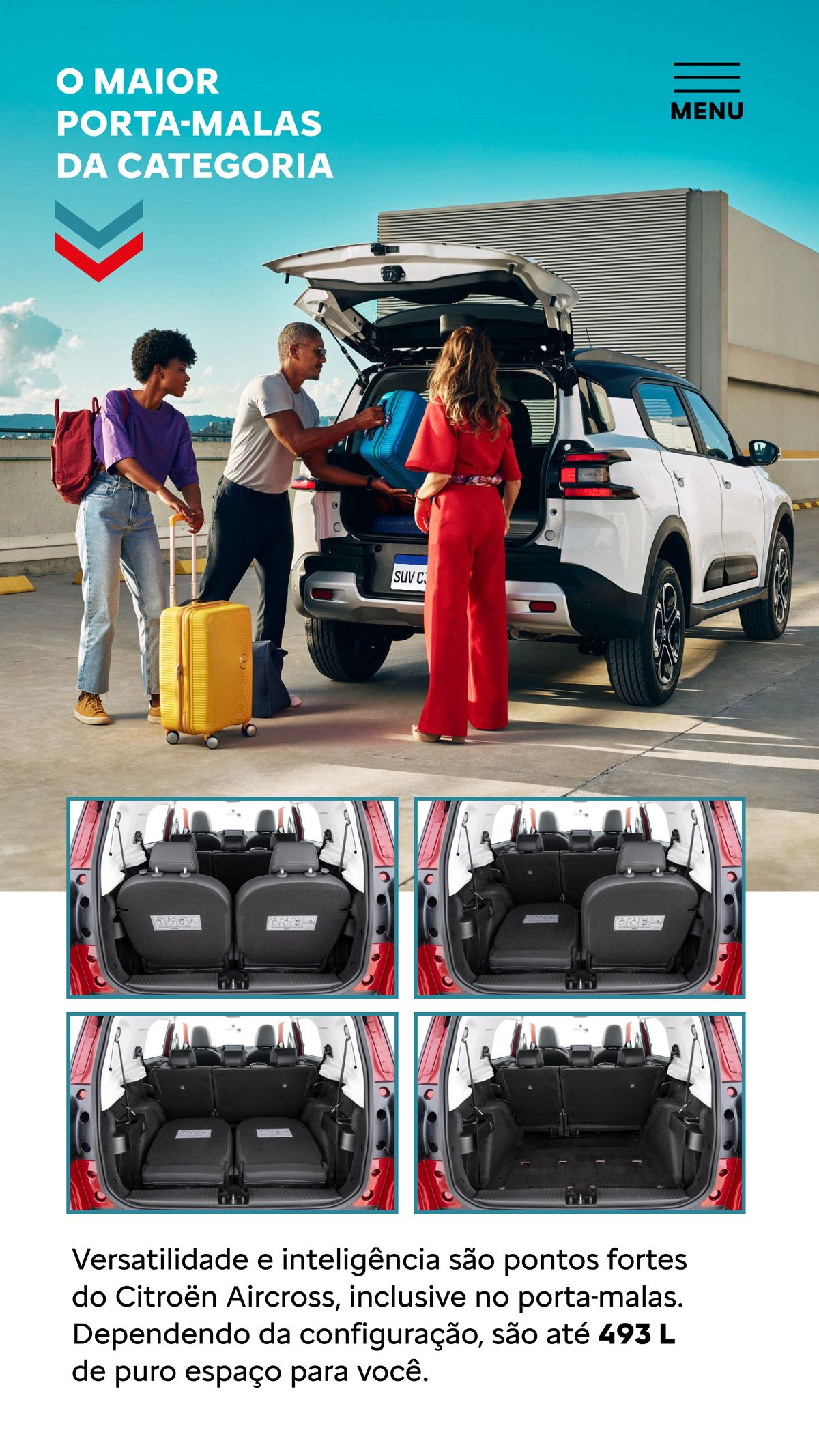 Espaço amplo e versátil no porta-malas do Citroën Aircross