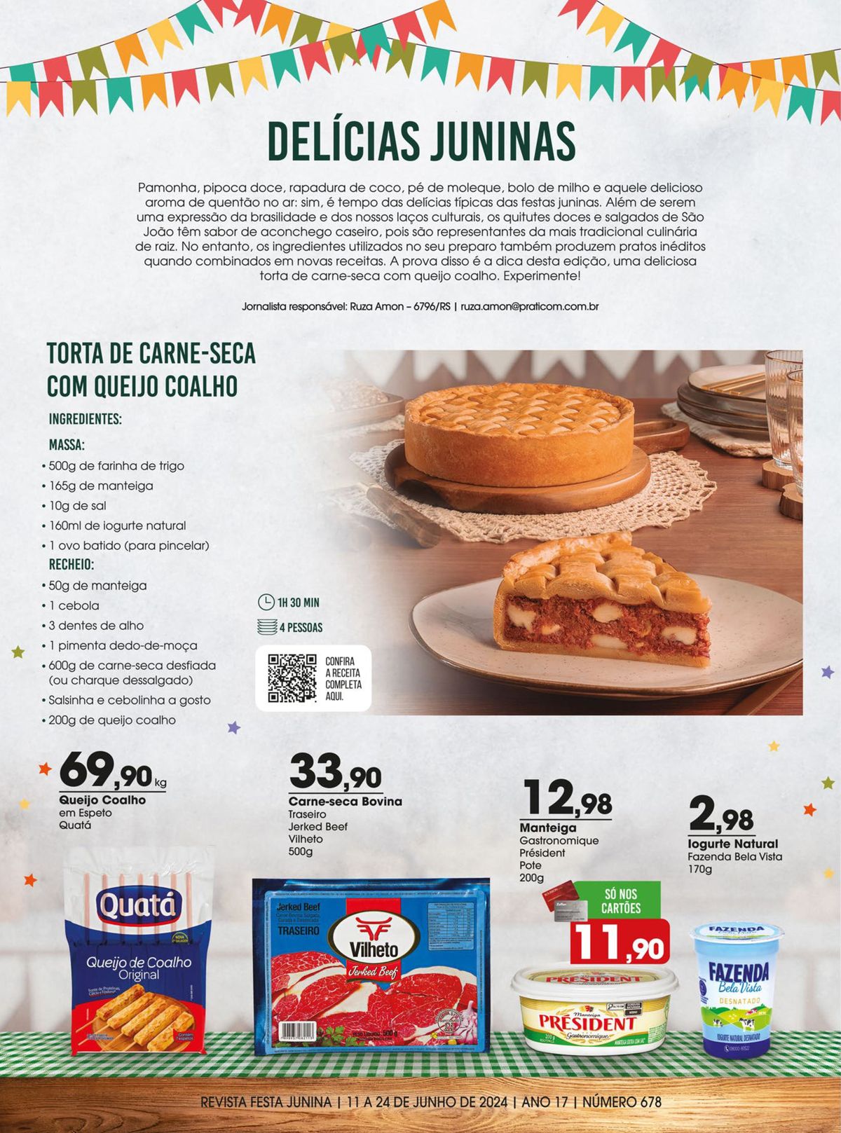 Delícias Juninas: Torta de Carne-Seca com Queijo Coalho