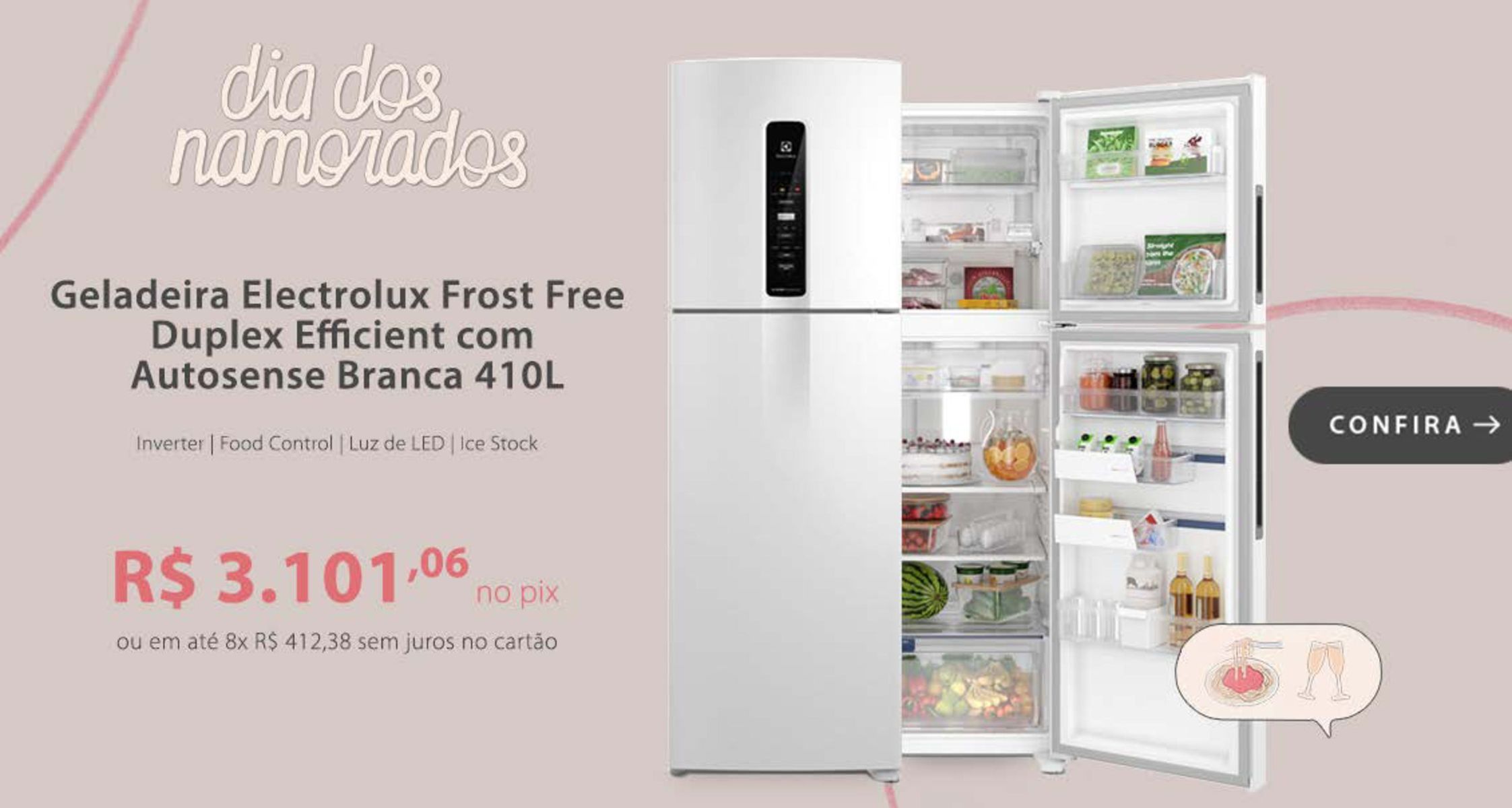 Promoção Geladeira Electrolux Frost Free Duplex Efficient