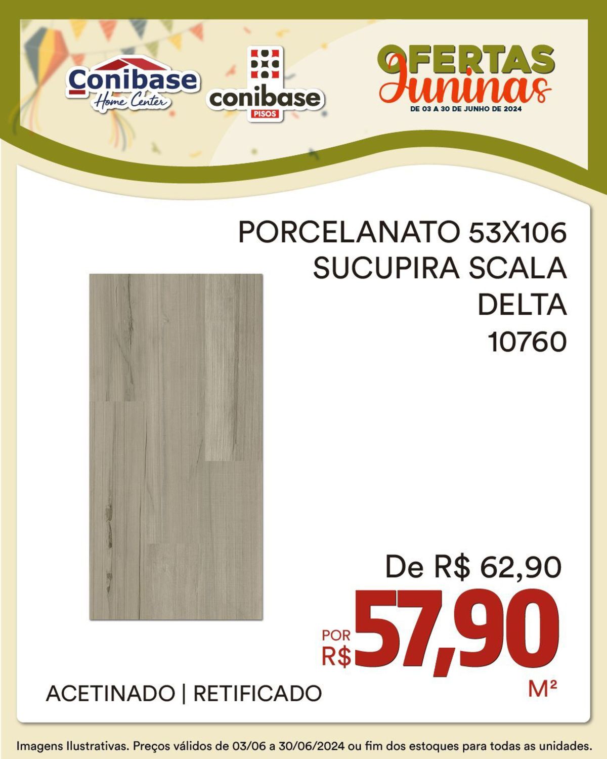 Porcelanato Sucupira Scala Delta 53x106 cm - de R$62,90 por R$51,90