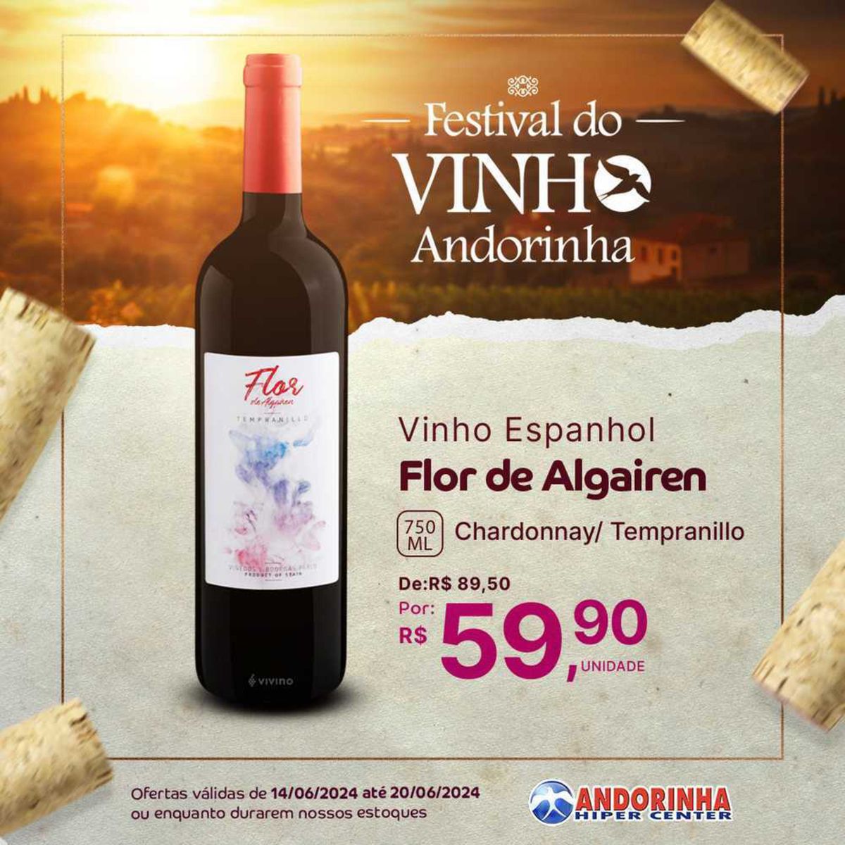 Promoção de Vinho Espanhol Chardonnay/Tempranillo