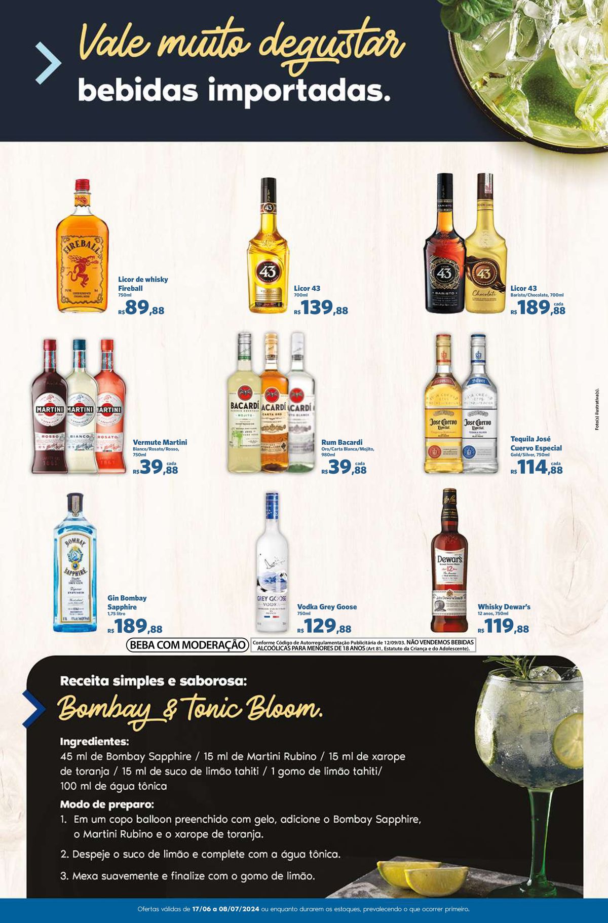 Bebidas Importadas em Promoção: Whisky, Vermute, Gin, Licor e Tequila