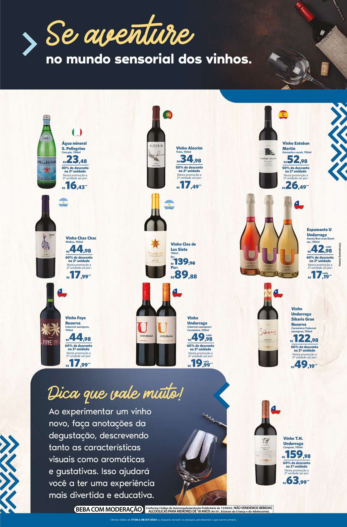Promoção de vinhos na categoria Supermercados