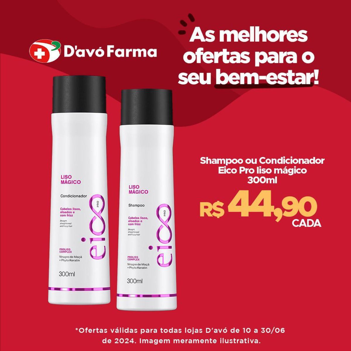 Ofertas em Shampoo ou Condicionador Eico Liso Mágico 300ml