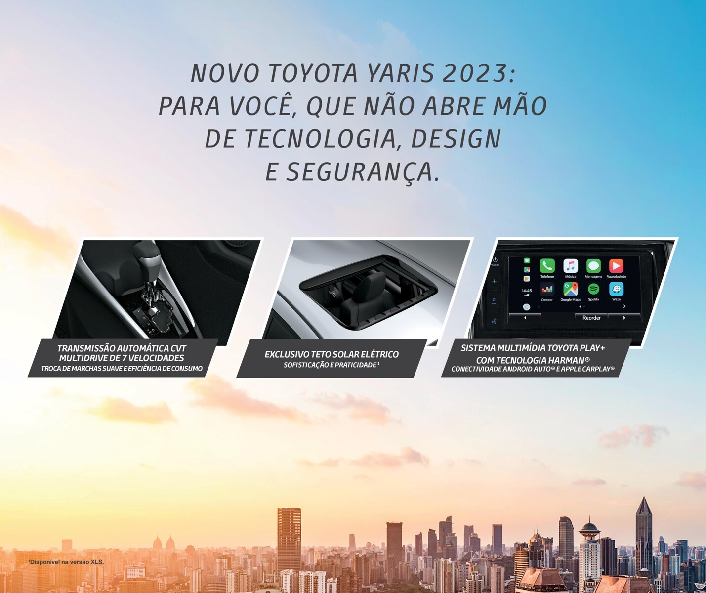 Novo Toyota Yaris 2023 com transmissão automática e teto solar