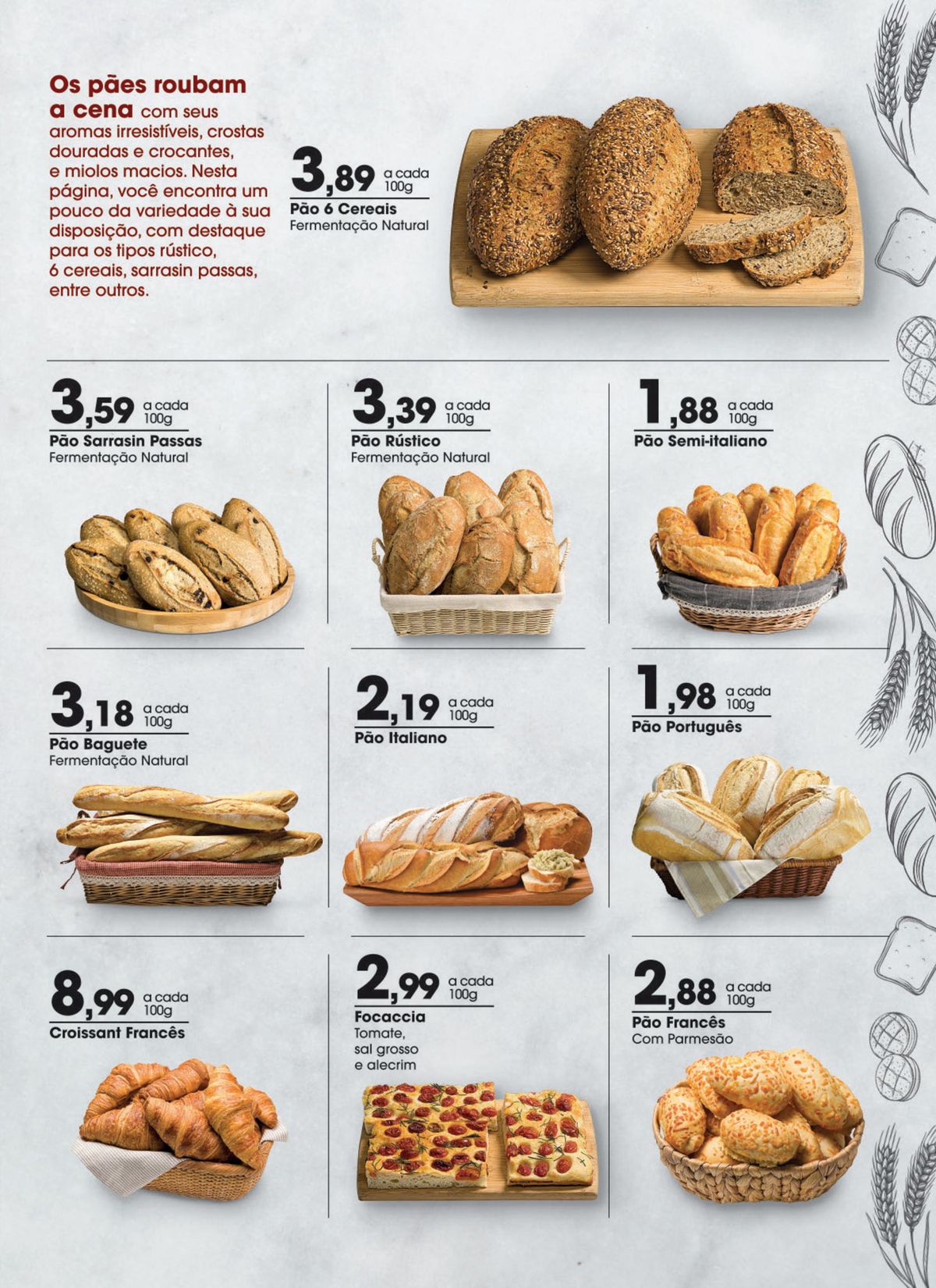 Promoção de pães variados - Pão 6 Cereais, Rústico, Italiano e mais!