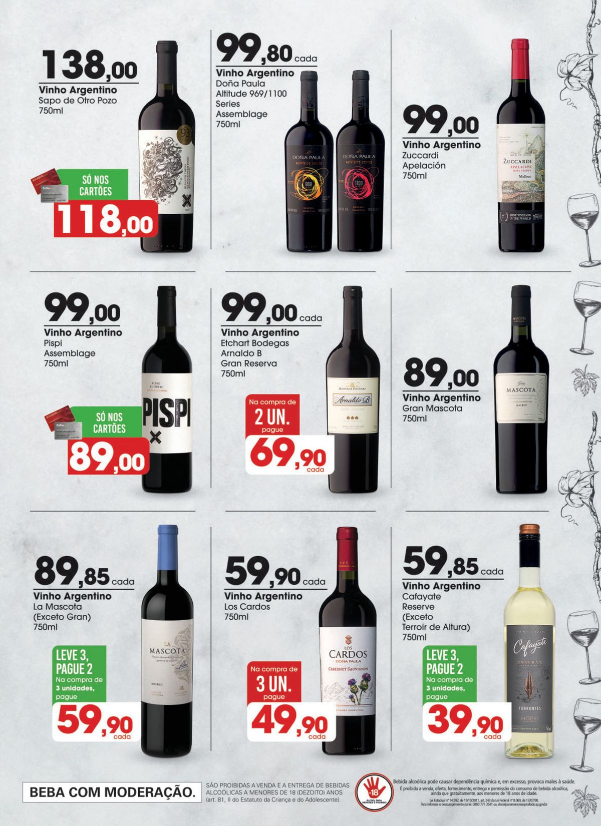 Promoção de vinhos argentinos 750ml