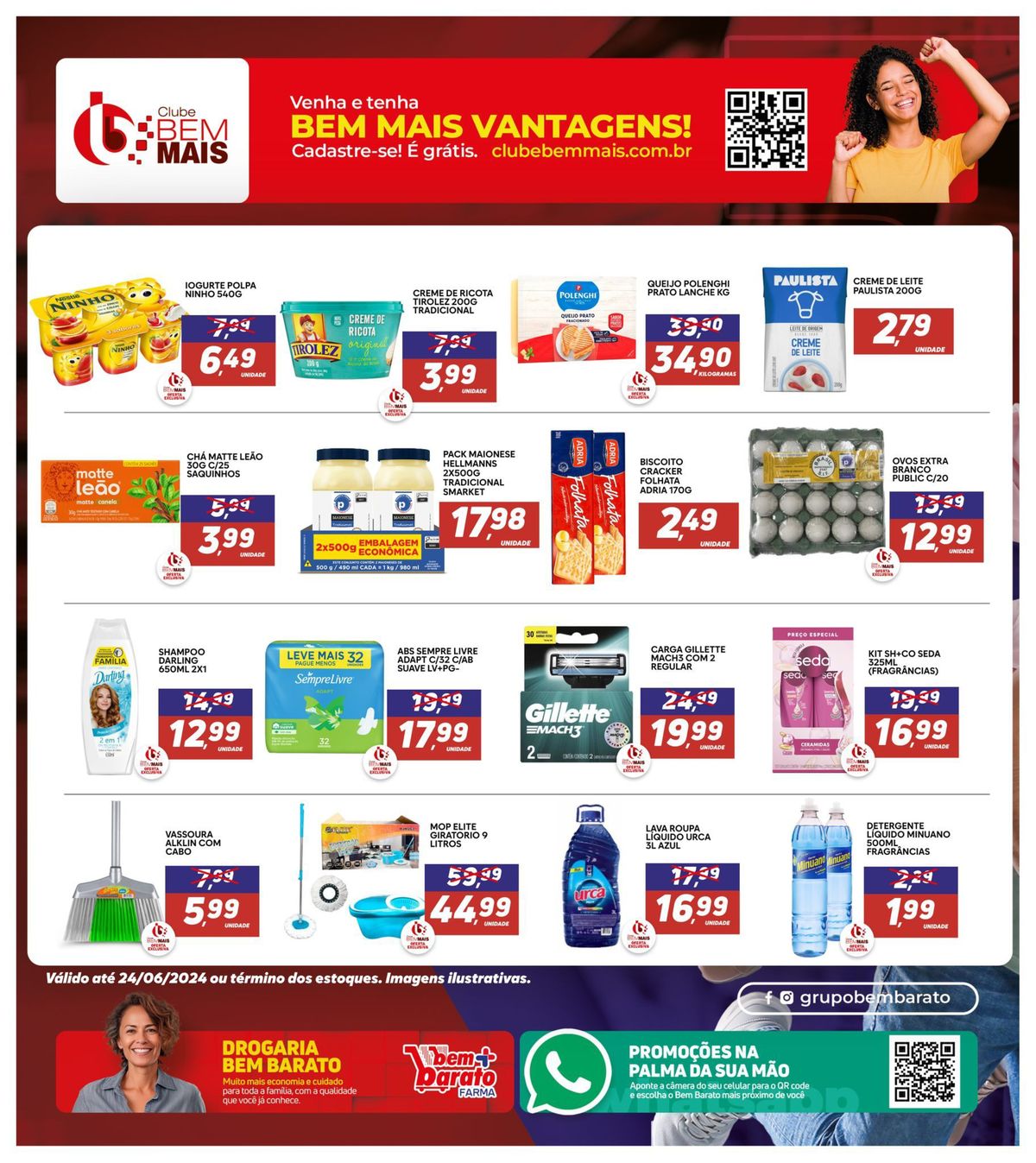 Promoção de produtos de limpeza e higiene pessoal no Supermercado Bem Barato