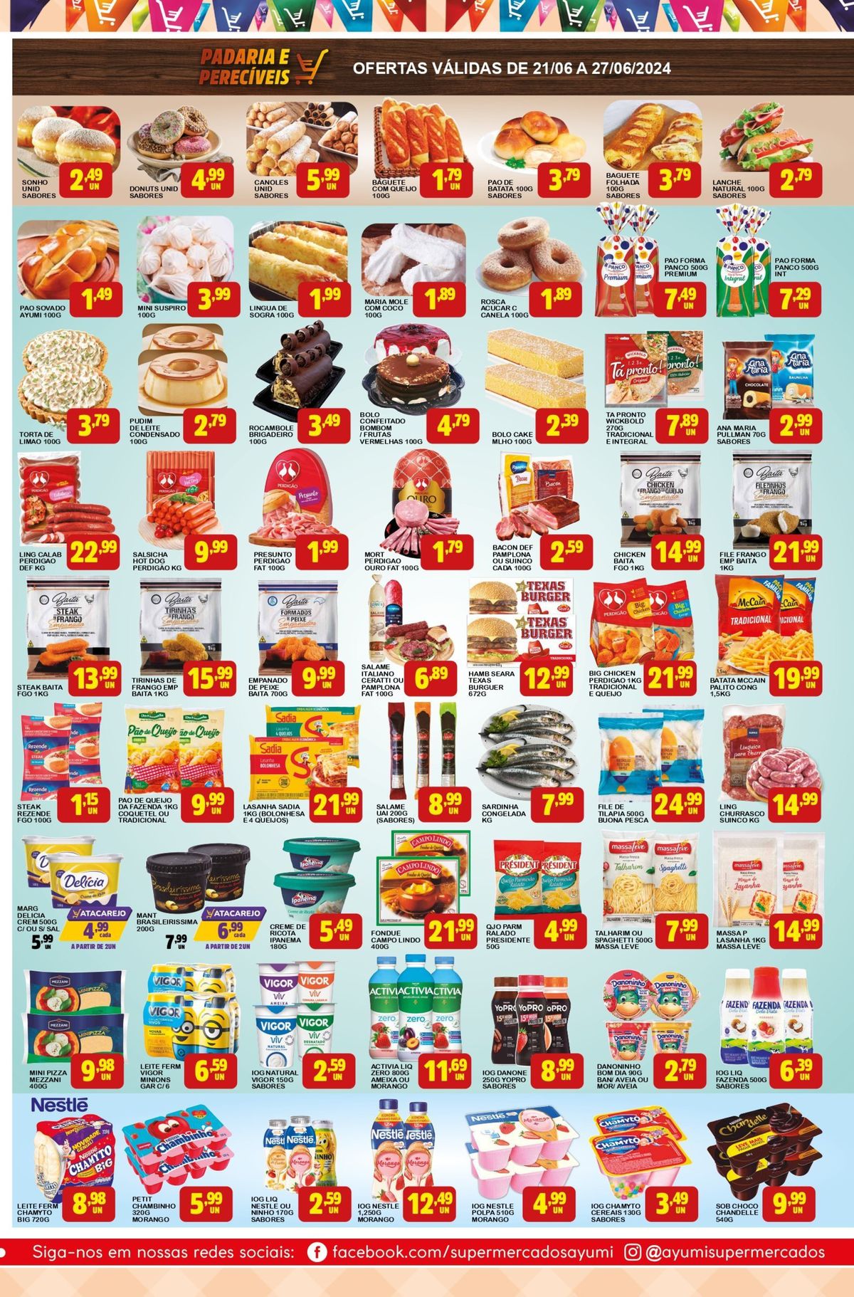 Promoções de alimentos variados Ayumi Supermercados