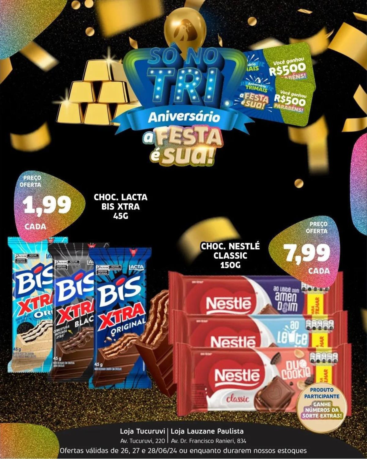 Chocolates Lacta e Nestlé em promoção