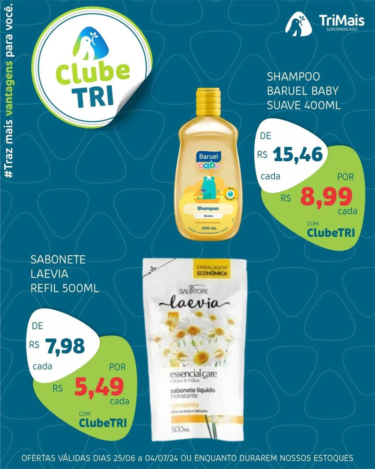 Shampoo Suave 400ml e Sabonete Laevia 500ml em promoção