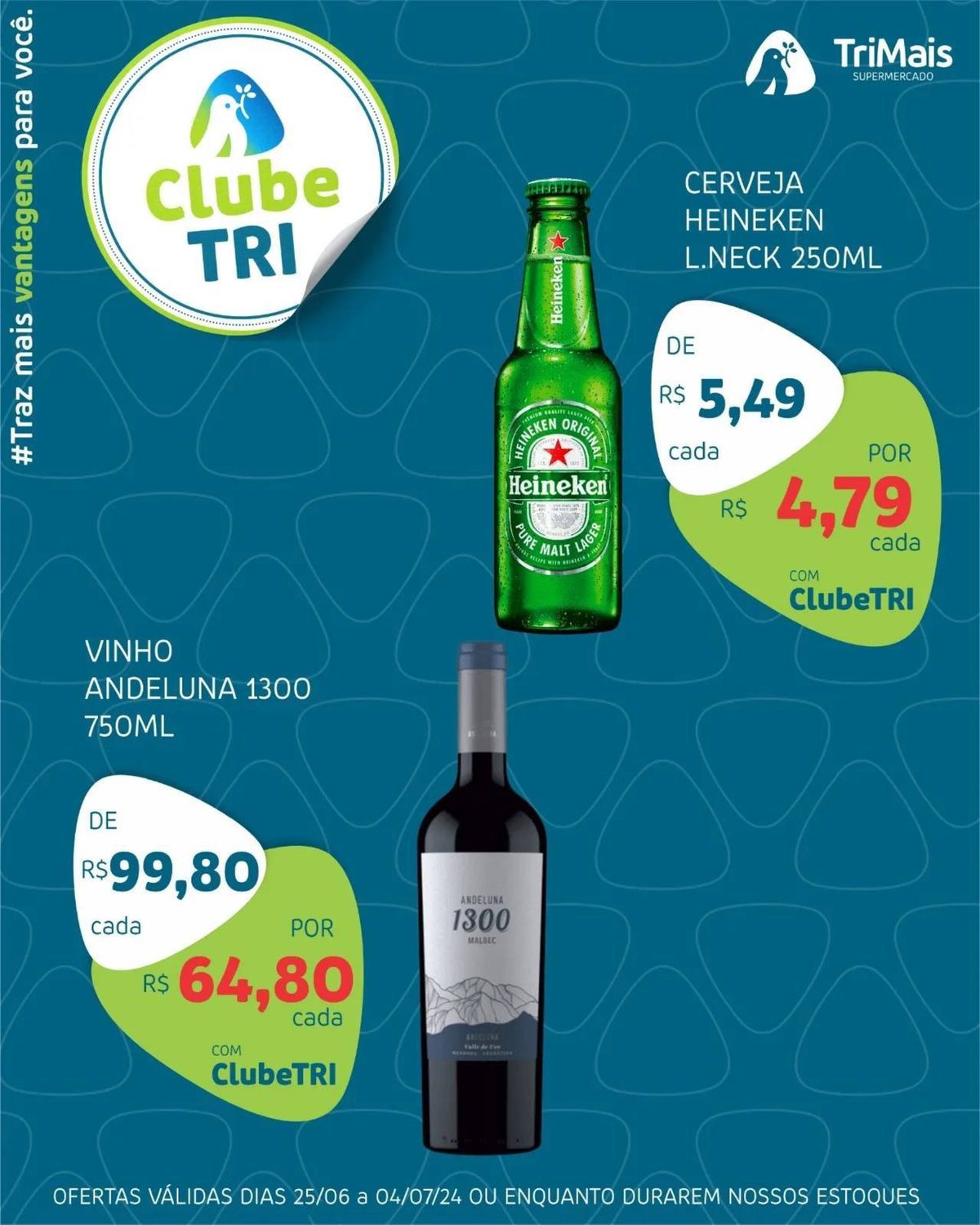 Cerveja Heineken e Vinho Andeluna em promoção