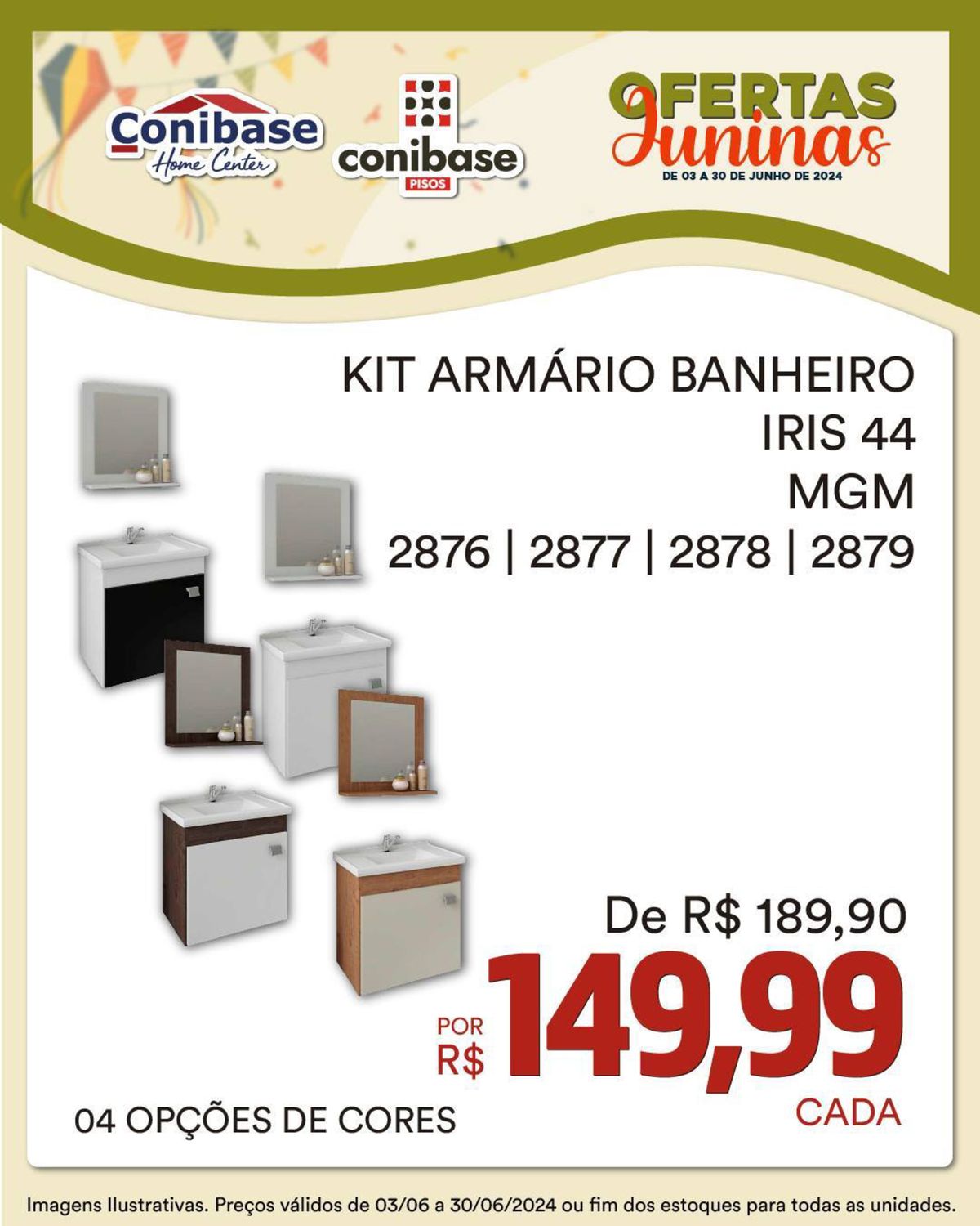 Kit Armário Banheiro Iris 44 MGM - Economize R$39,91 por unidade