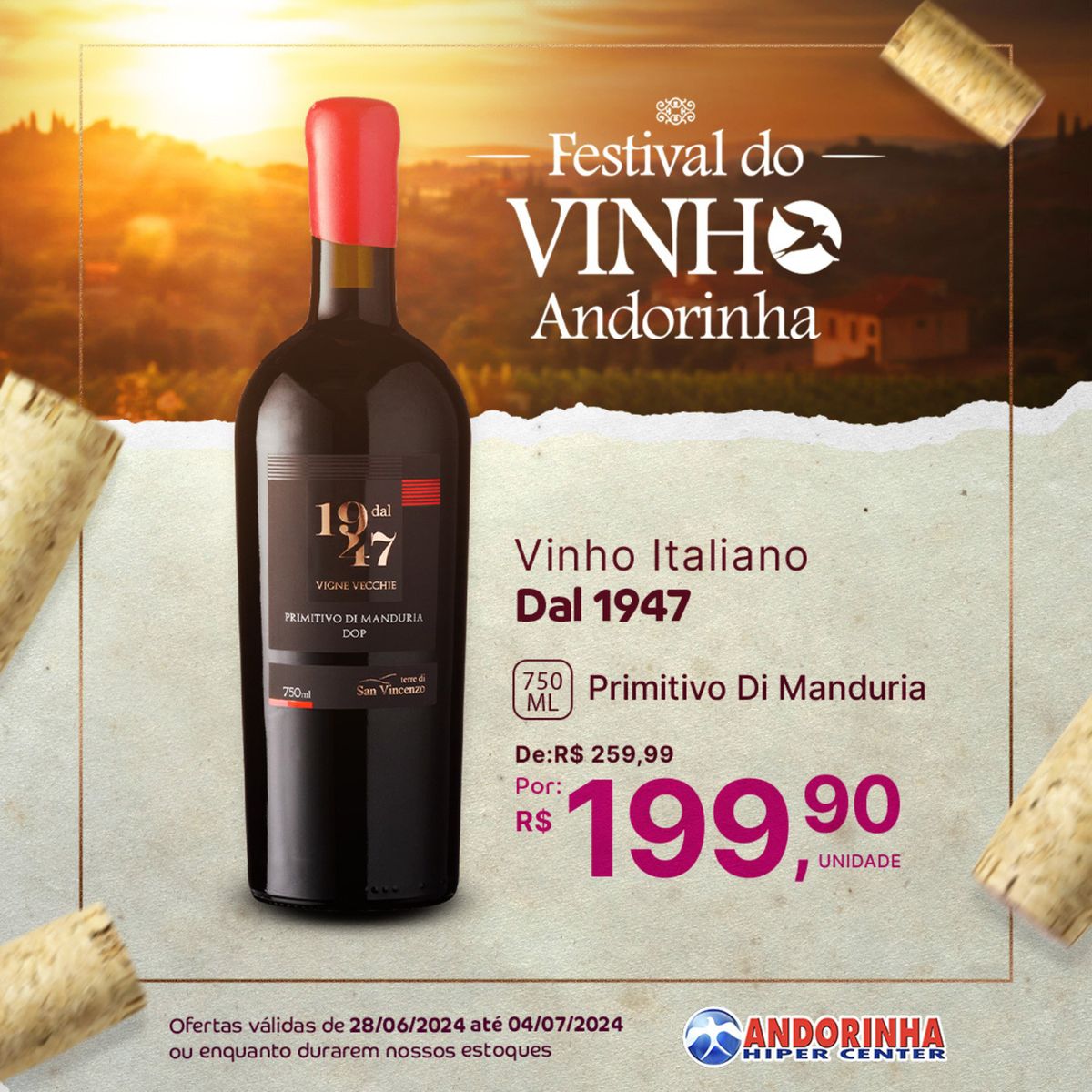 Vinho Italiano Primitivo Di Manduria em oferta