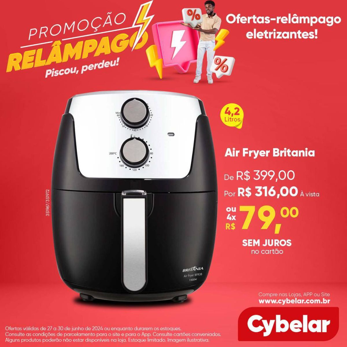 Air Fryer Britania por R$ 316,00 à vista!