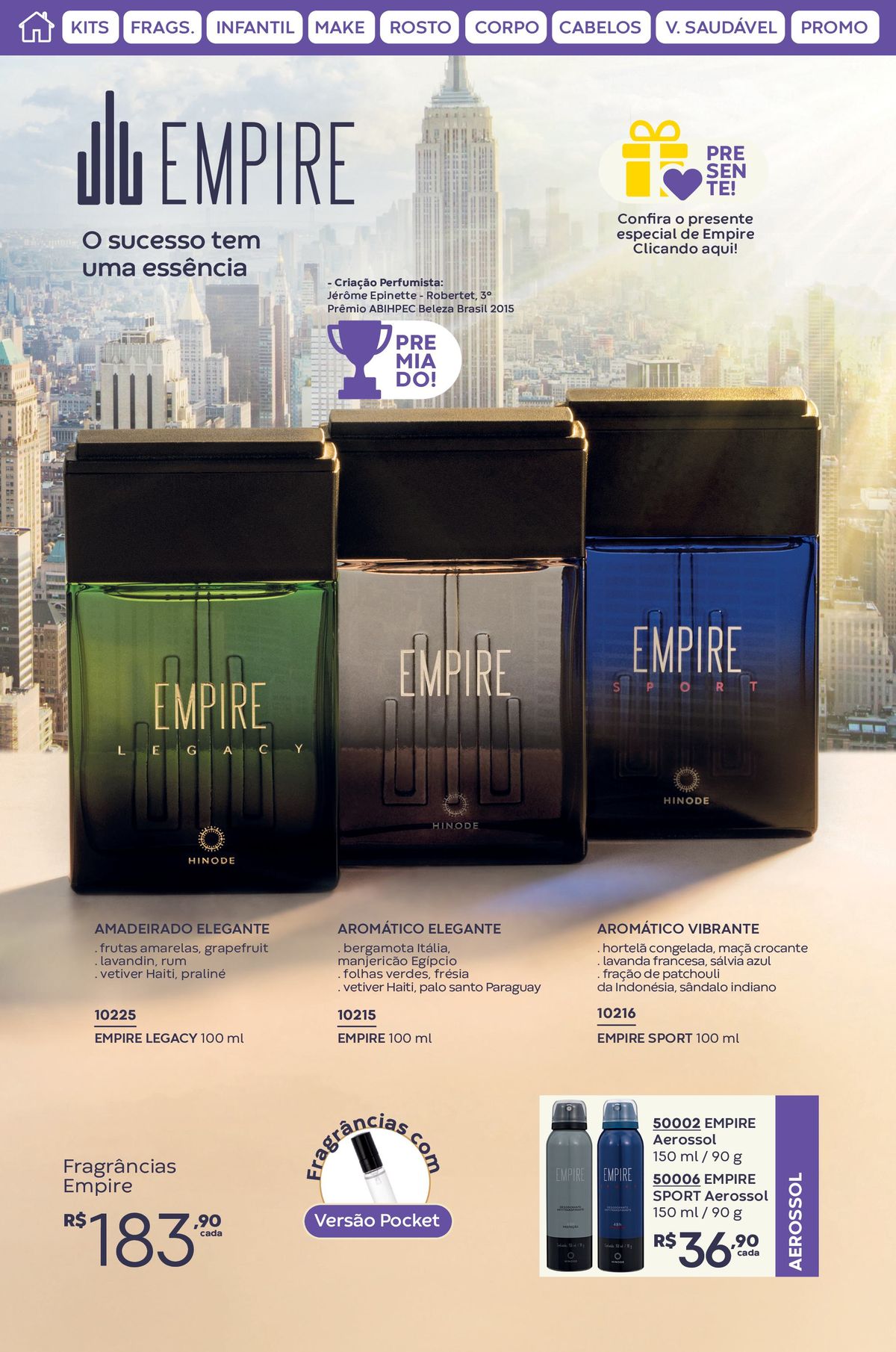 Perfumes Empire com fragrâncias elegantes e vibrantes