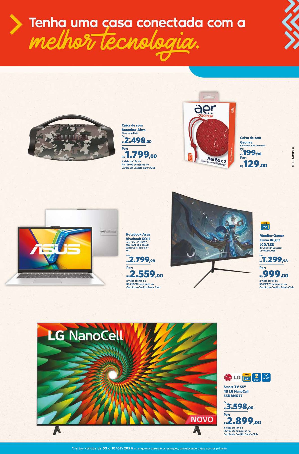 Ofertas em Caixas de Som, Notebook Asus Vivobook e Smart TV LG NanoCell