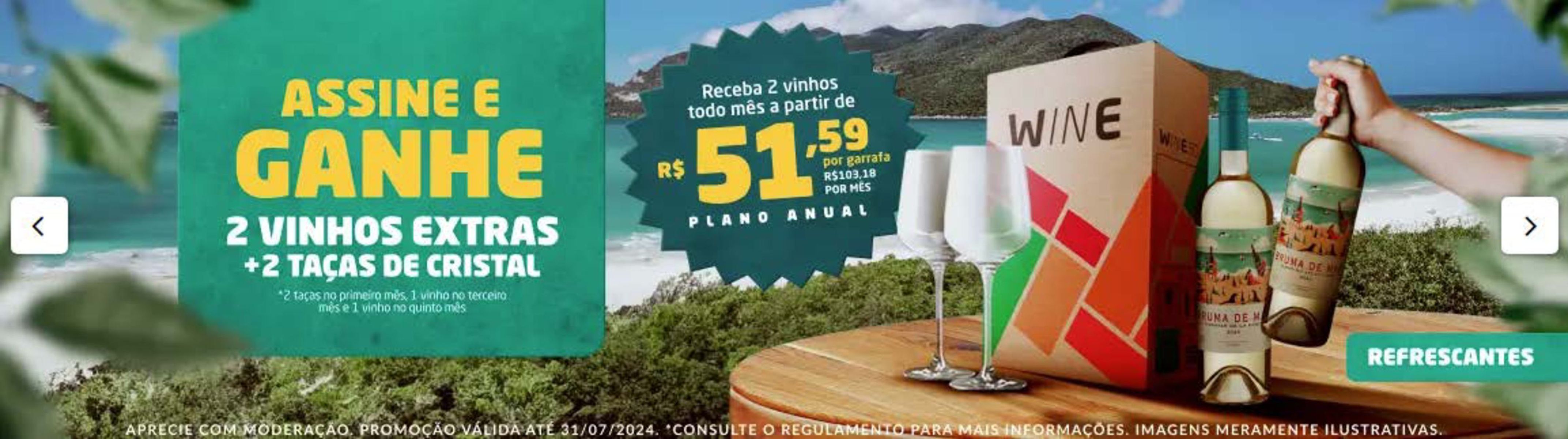 Oferta de 2 vinhos com taças de brinde