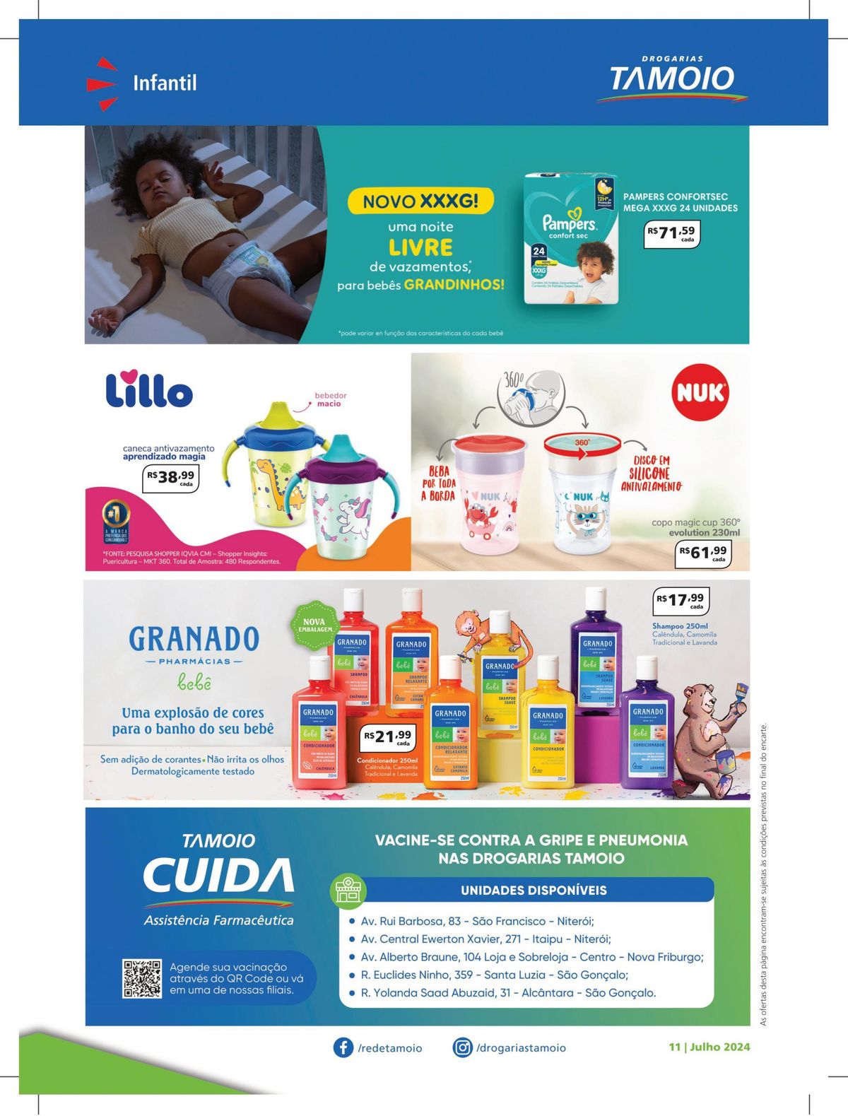 Promoção de produtos infantis e vacinação contra gripe e pneumonia