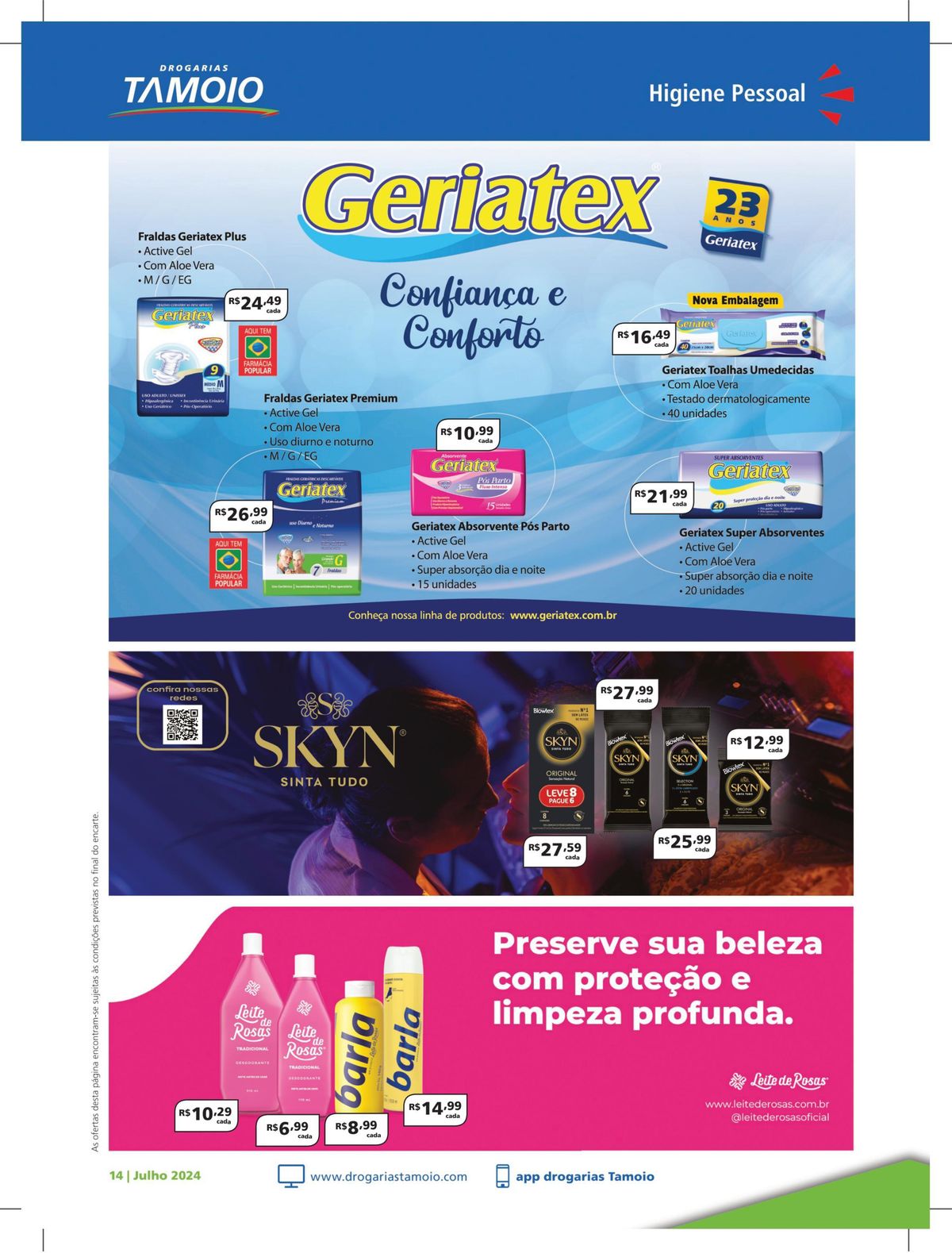 Promoção Fraldas Geriatex Plus e Toalhas Umedecidas com Aloe Vera