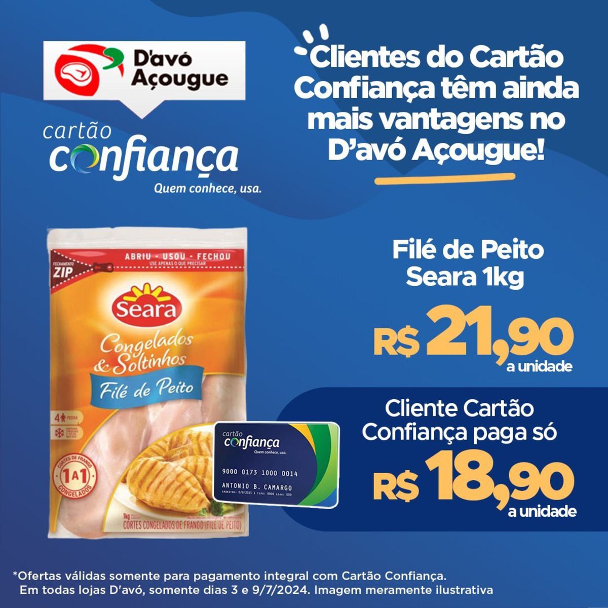 Promoção de Filé de Peito Seara 1kg para clientes Cartão Confiança