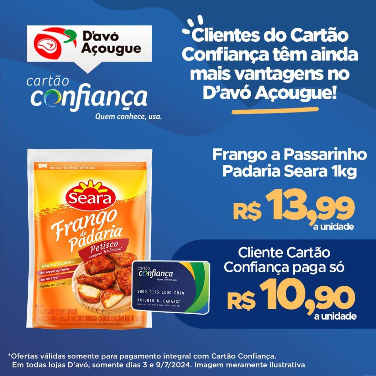 Oferta de Frango a Passarinho no Açougue D'avó com Cartão Confiança