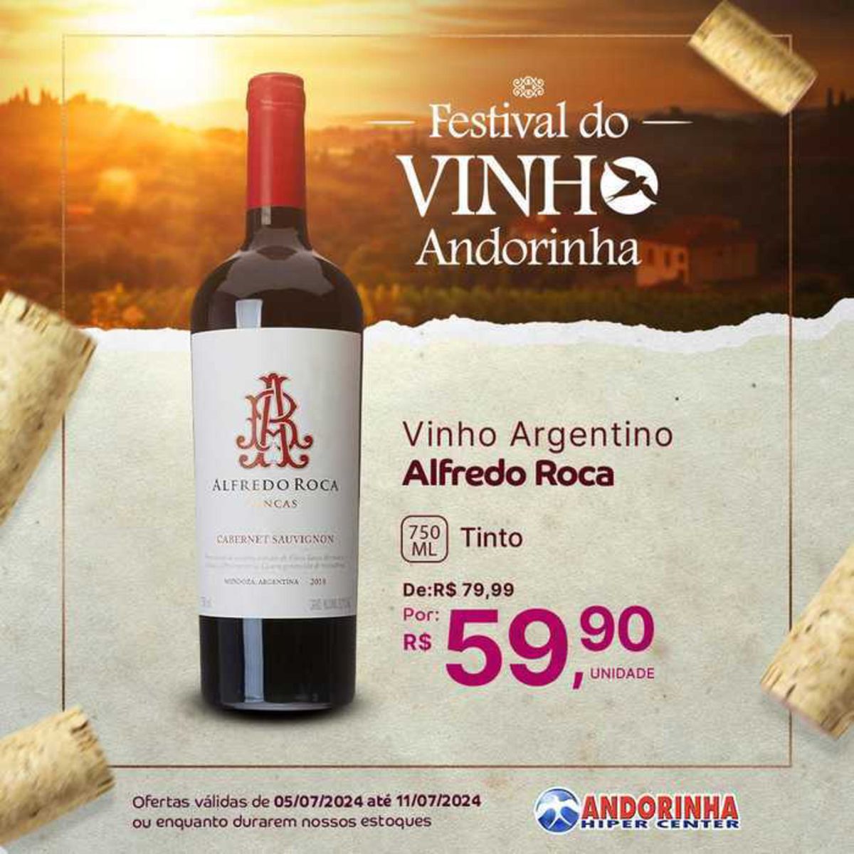 Vinho Argentino Alfredo Roca 750ml em promoção