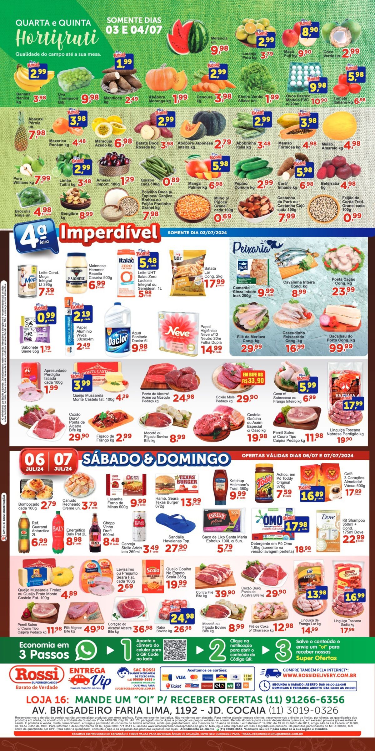 Ofertas em supermercado: Carnes, queijos e produtos de limpeza em promoção