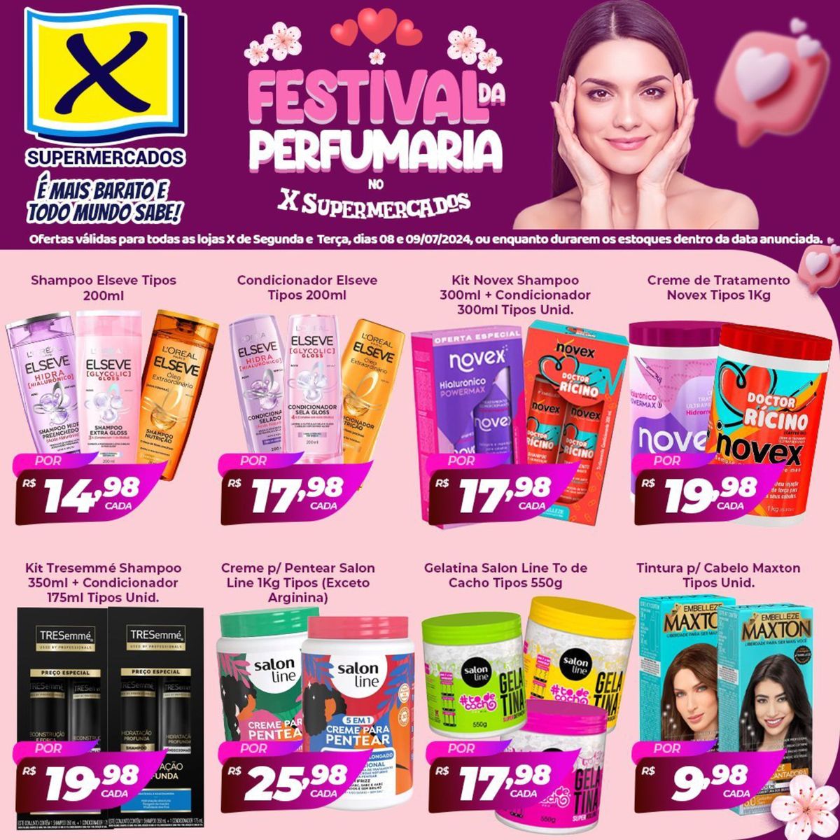 Promoção de produtos para cabelo e cuidados capilares