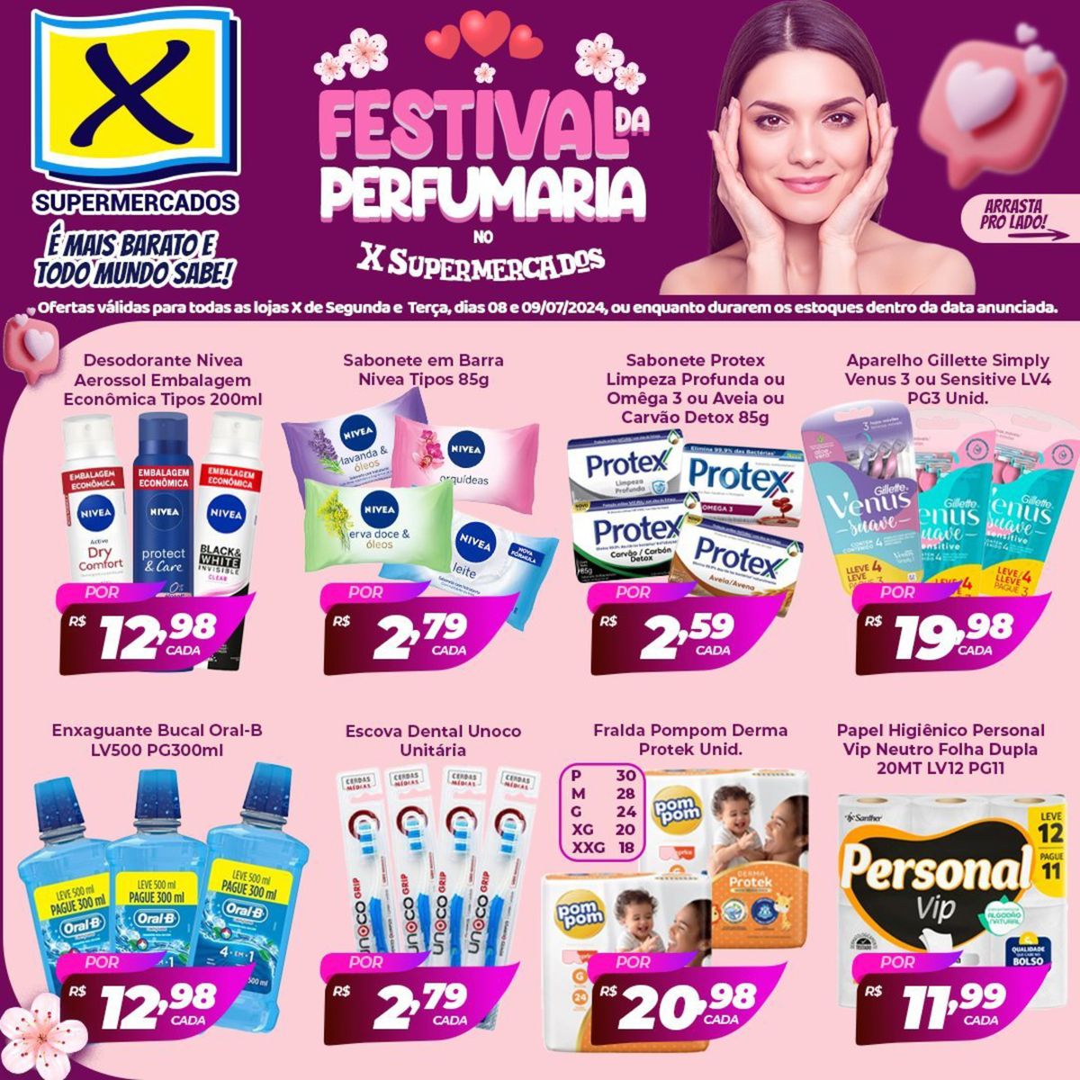 Promoção de produtos de higiene pessoal no X Supermercados