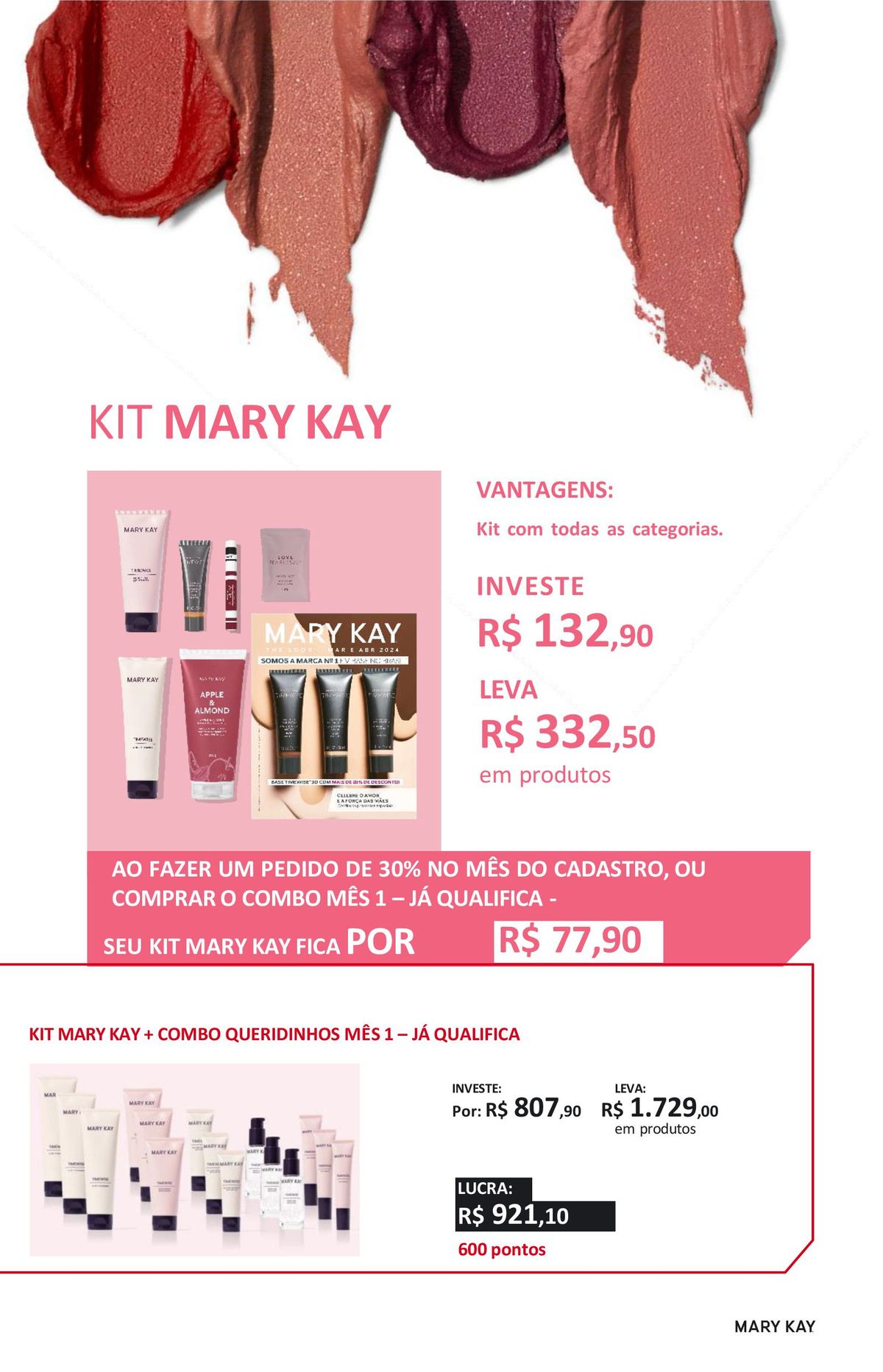 Promoção Kit Mary Kay + Combo Queridinhos Mês 1