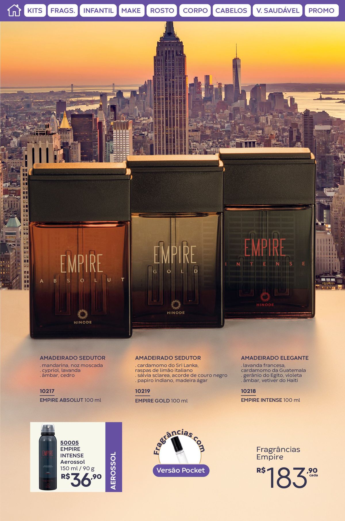 Três fragrâncias Empire em promoção
