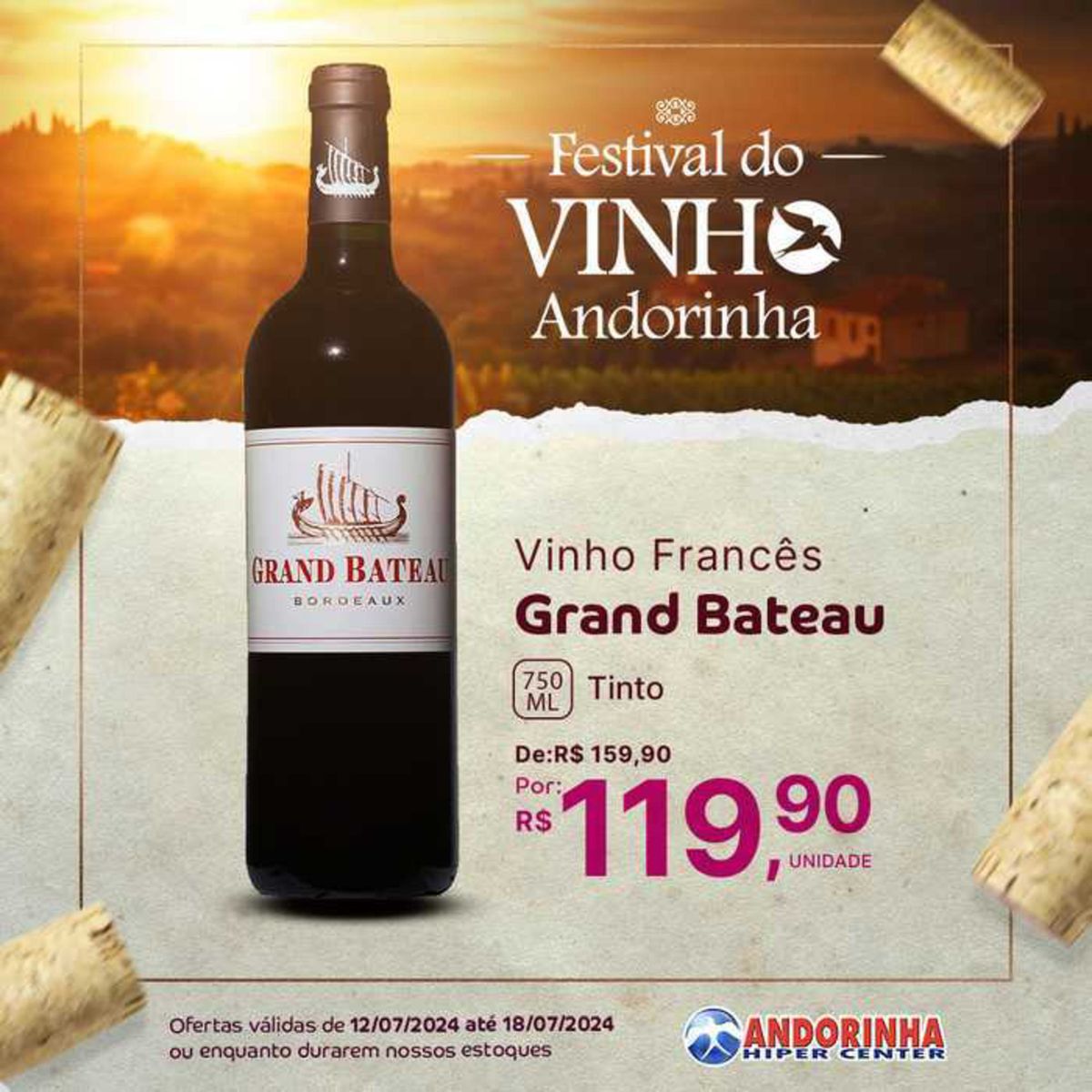 Vinho Francês Grand Bateau 750ml - Tinto