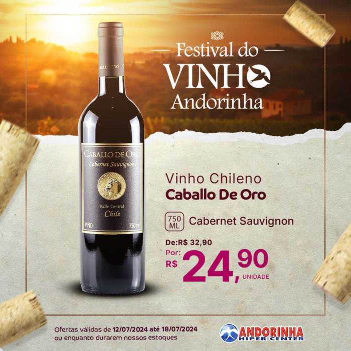 Vinho Chileno Caballo De Oro 750ml Cabernet Sauvignon