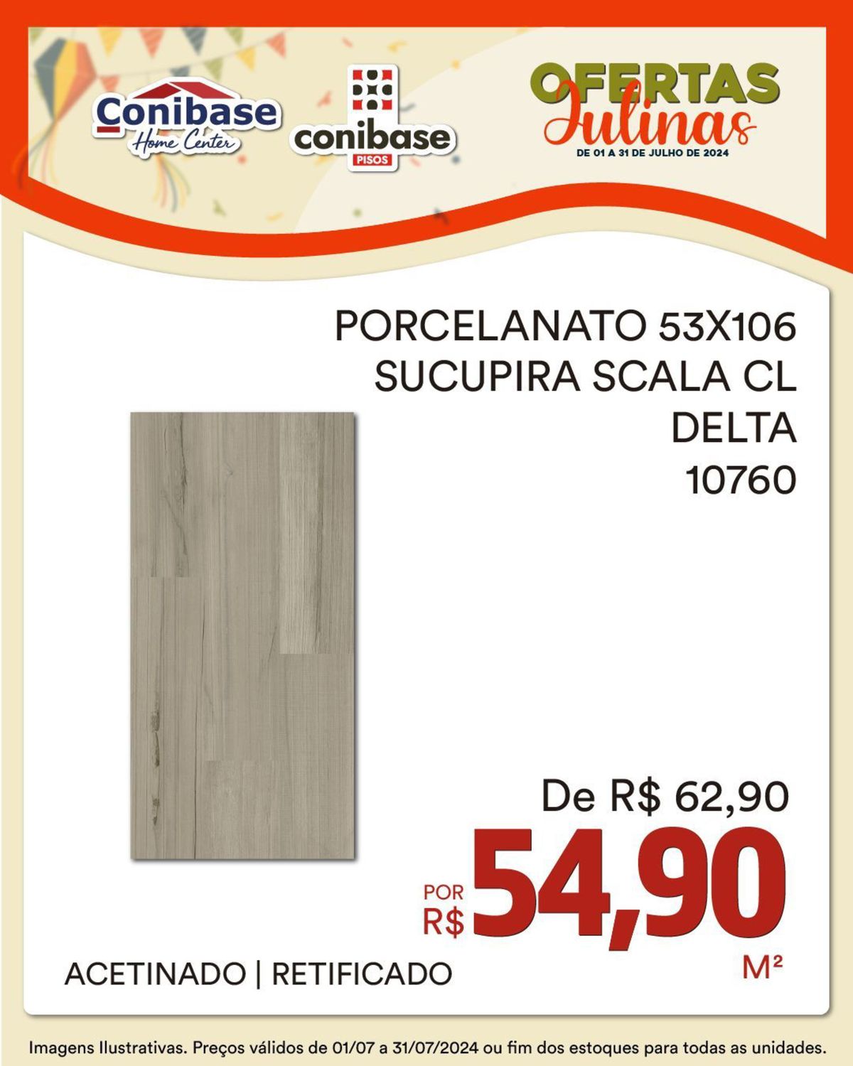 Porcelanato 53x106 Sucupira Scala Delta por R$54,90