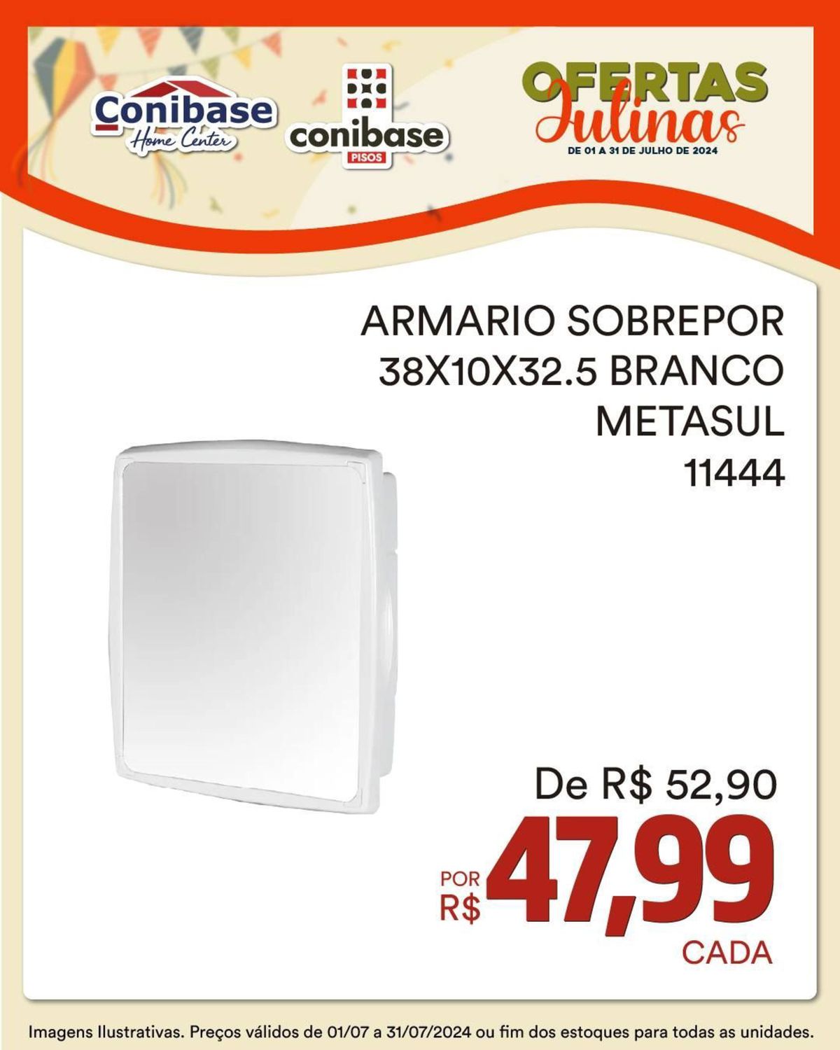 Armário Sobrepor 38x10x32.5 Branco da Metasul em Promoção