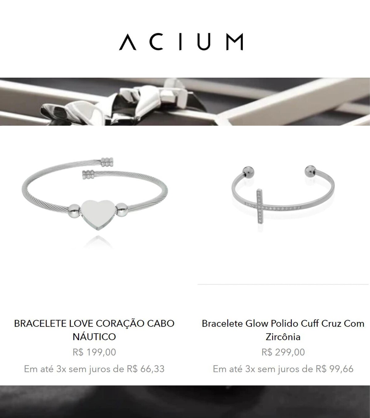 Bracelete Glow Polido Cuff Cruz Com NÁUTICO Zircônia