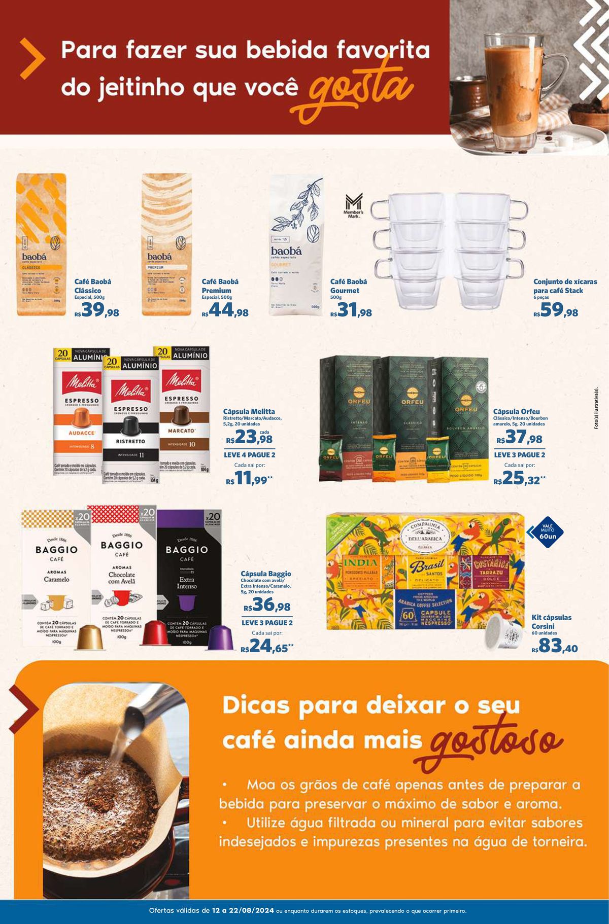 Conjunto de xícaras Clássico Premium para café e Kit de cápsulas Melitta e Orfeu em promoção