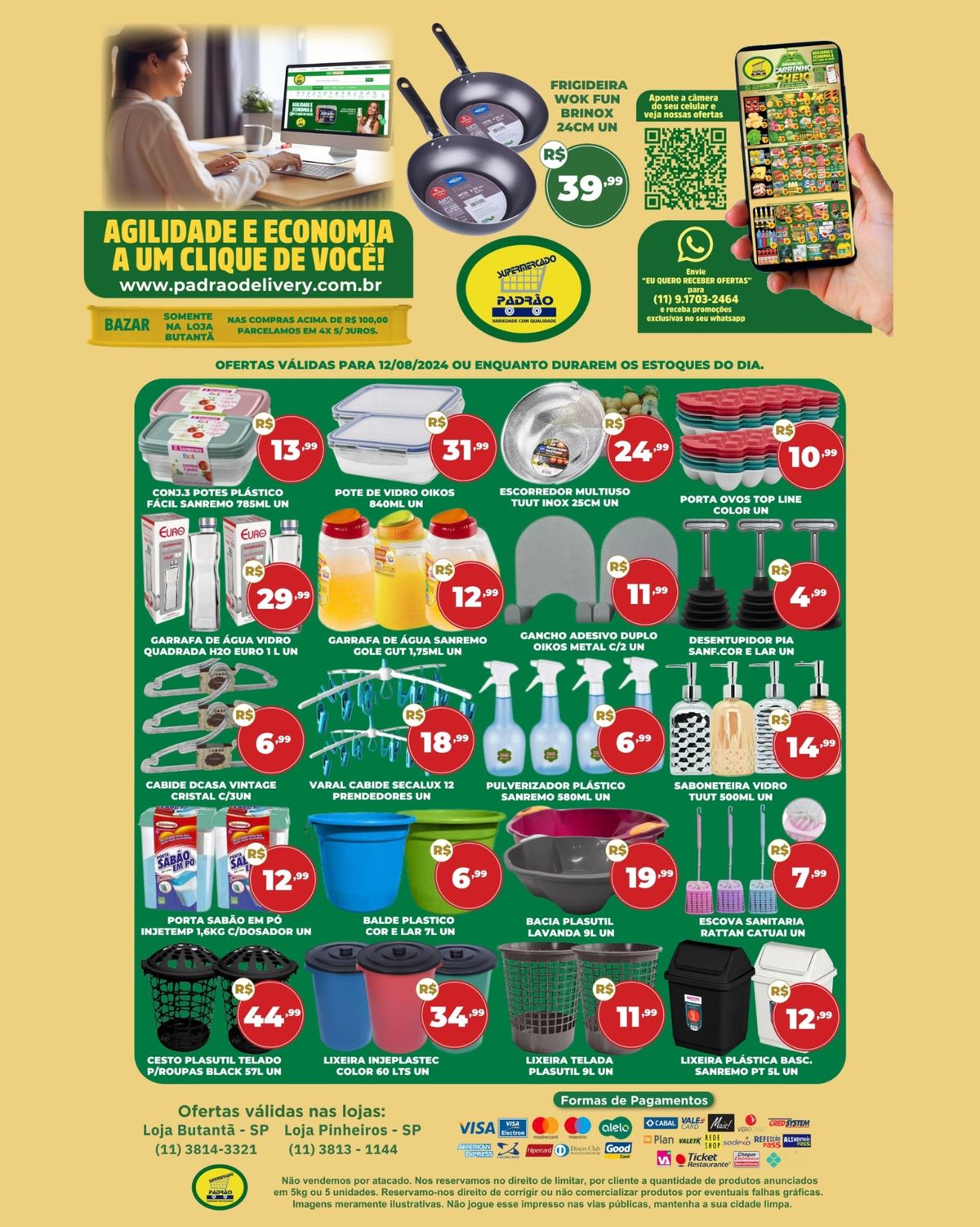 Promoção de Porta Ovos e Garrafas de Água